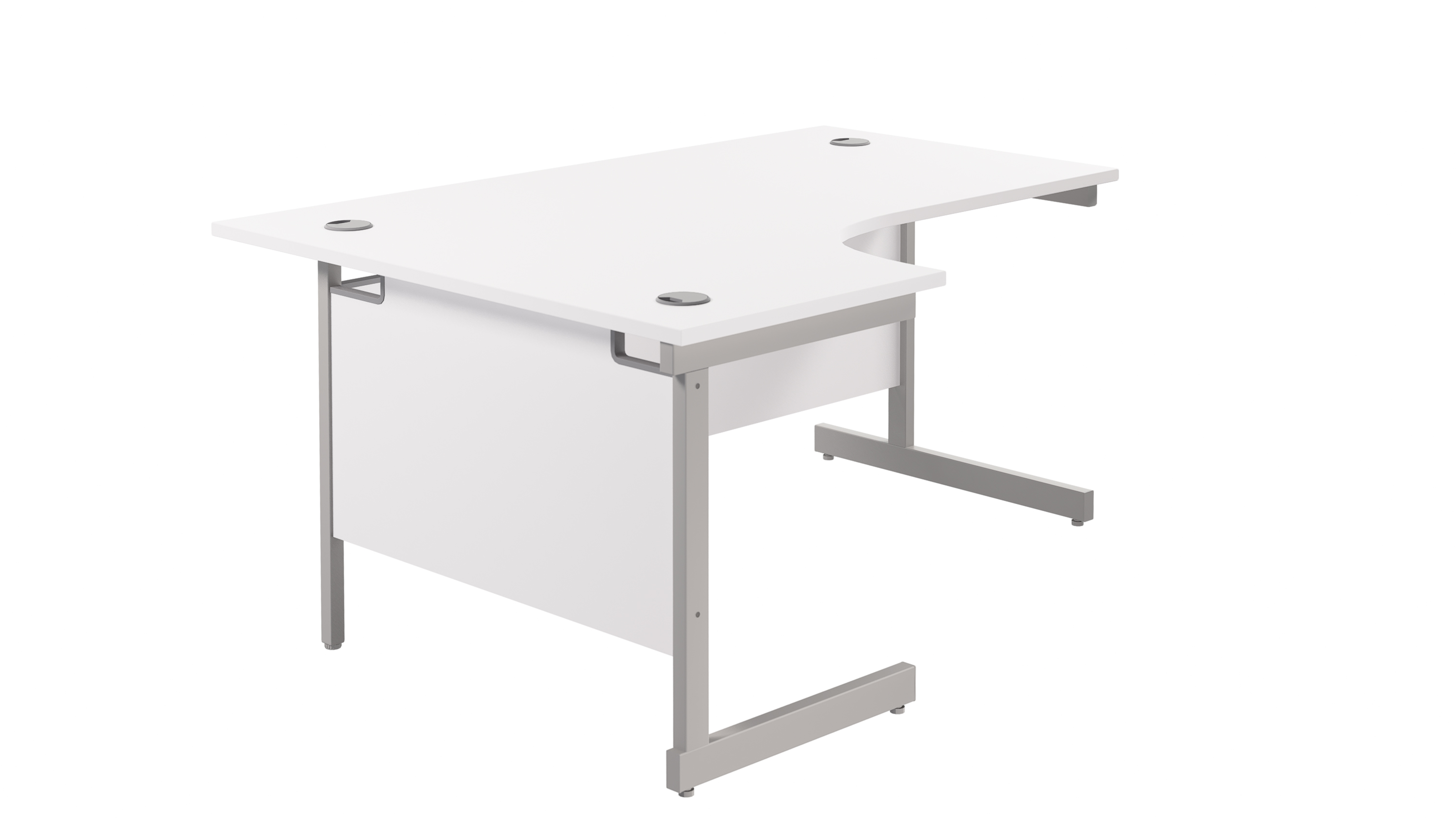 Single Upright Left Hand Radial Desk | 1600X1200 | White/Silver