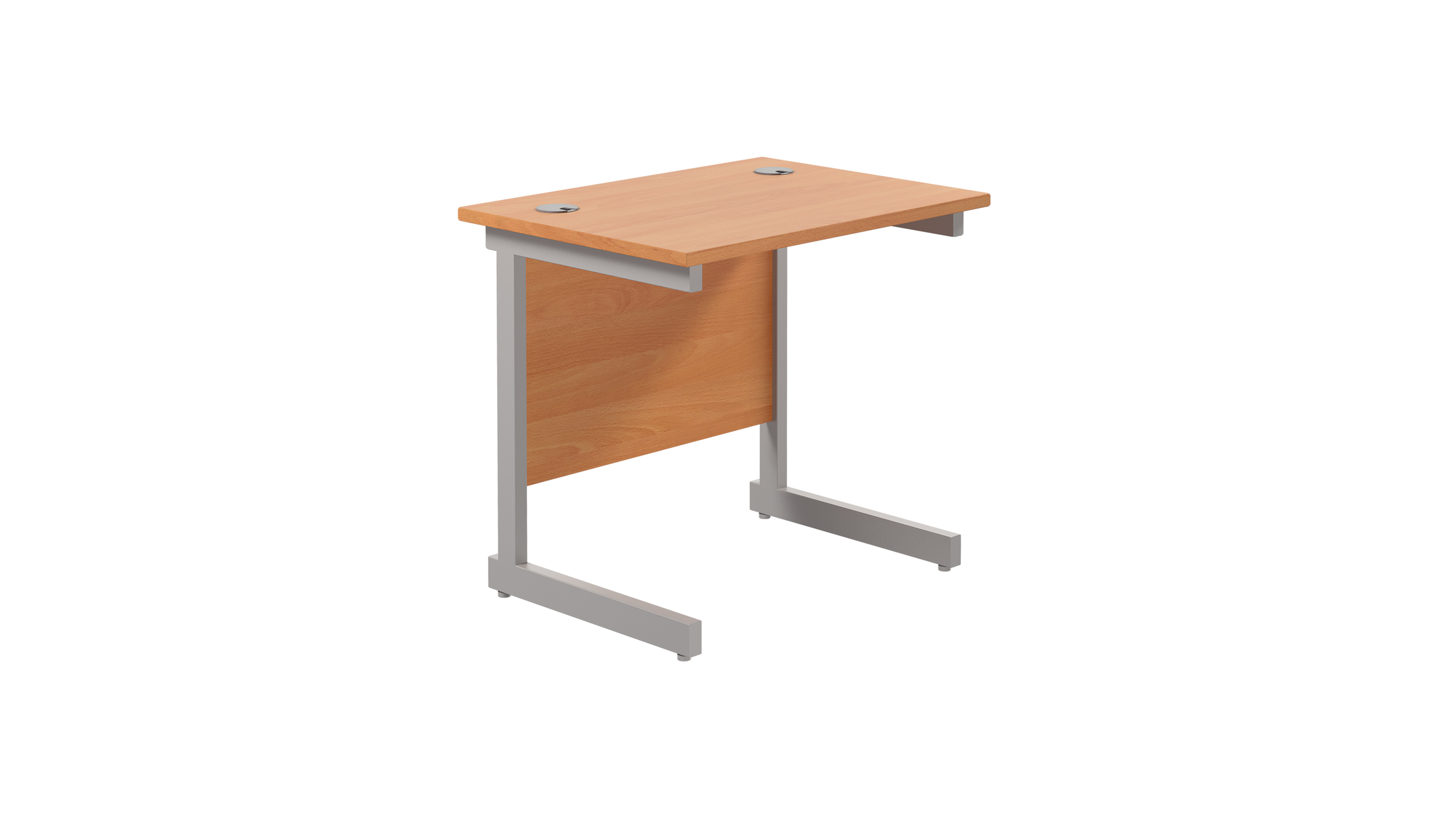 Single Upright Rectangular Desk | 800X600 | Beech/Silver