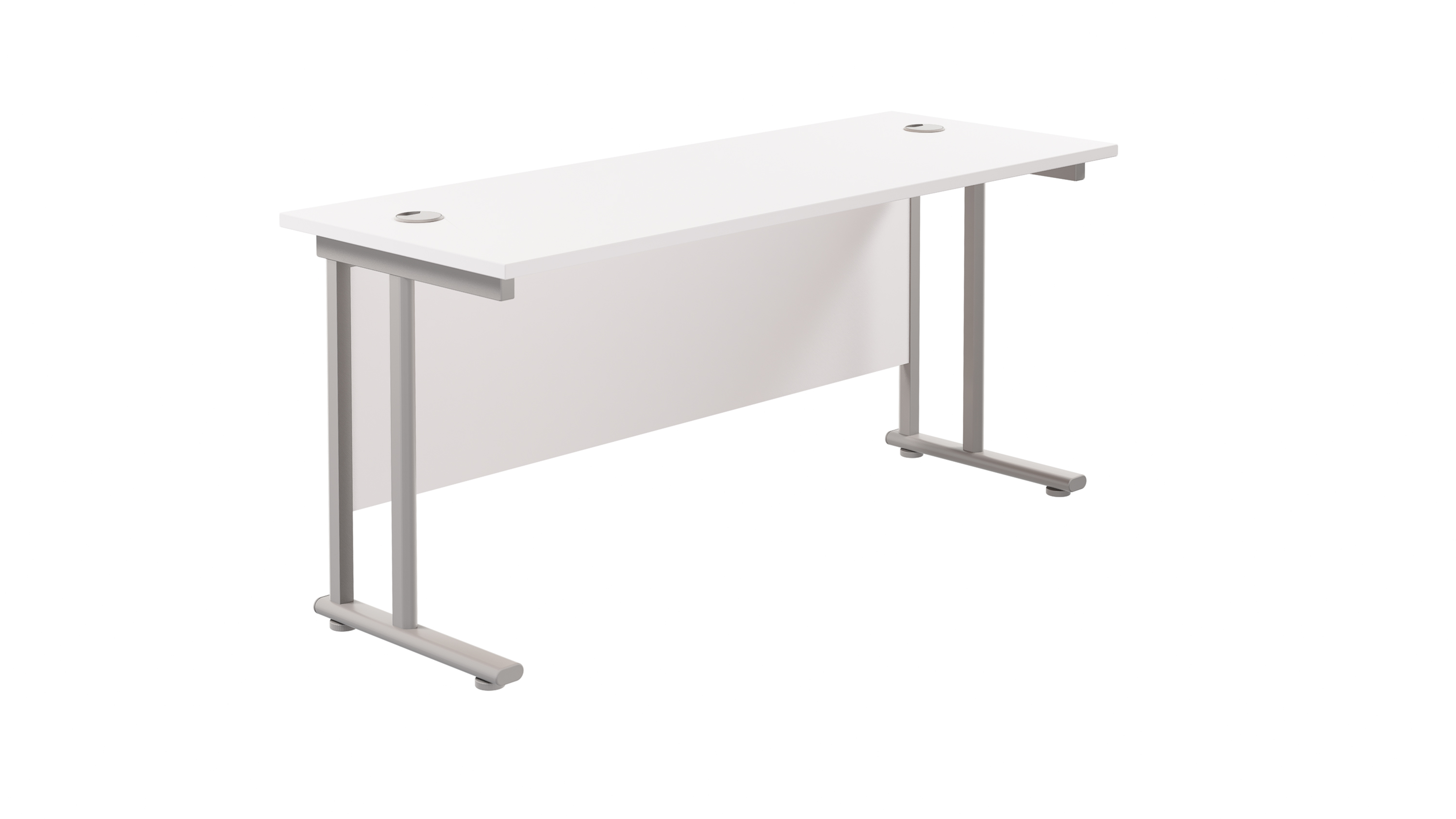 Twin Upright Rectangular Desk | 1600X600 | White/Silver