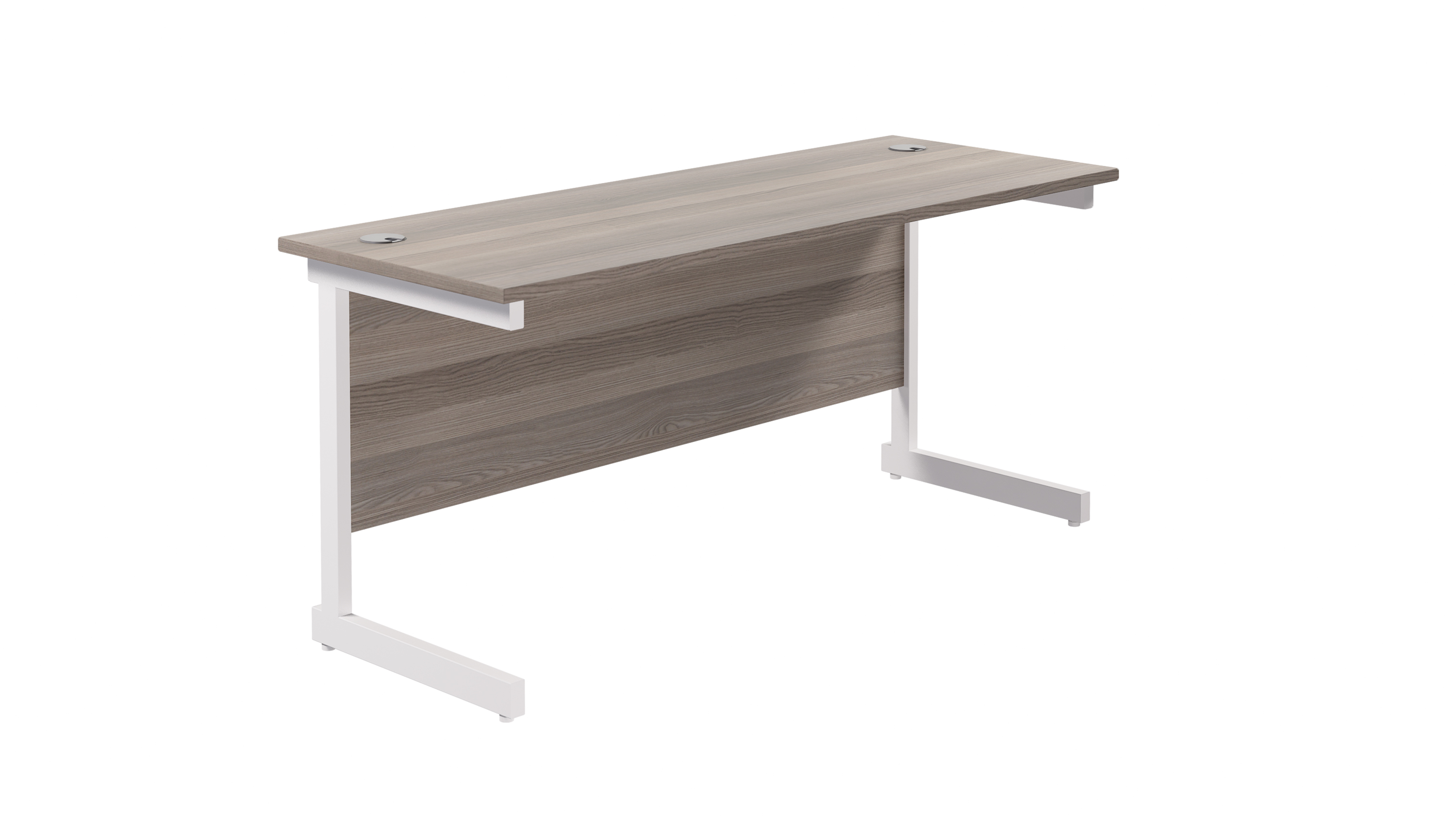 Single Upright Rectangular Desk | 1800X600 | Grey Oak/White