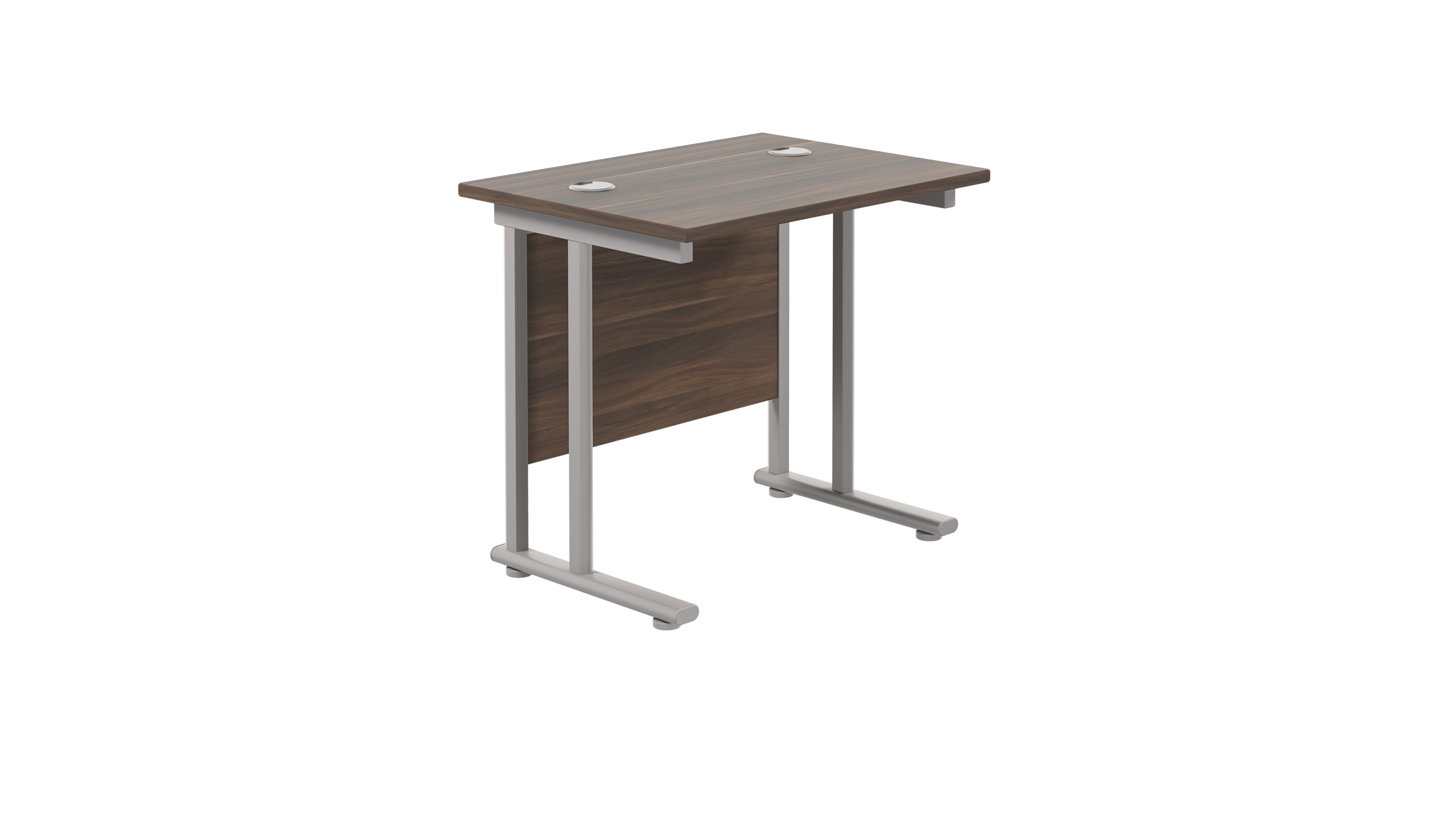 Twin Upright Rectangular Desk | 800X600 | Dark Walnut/Silver