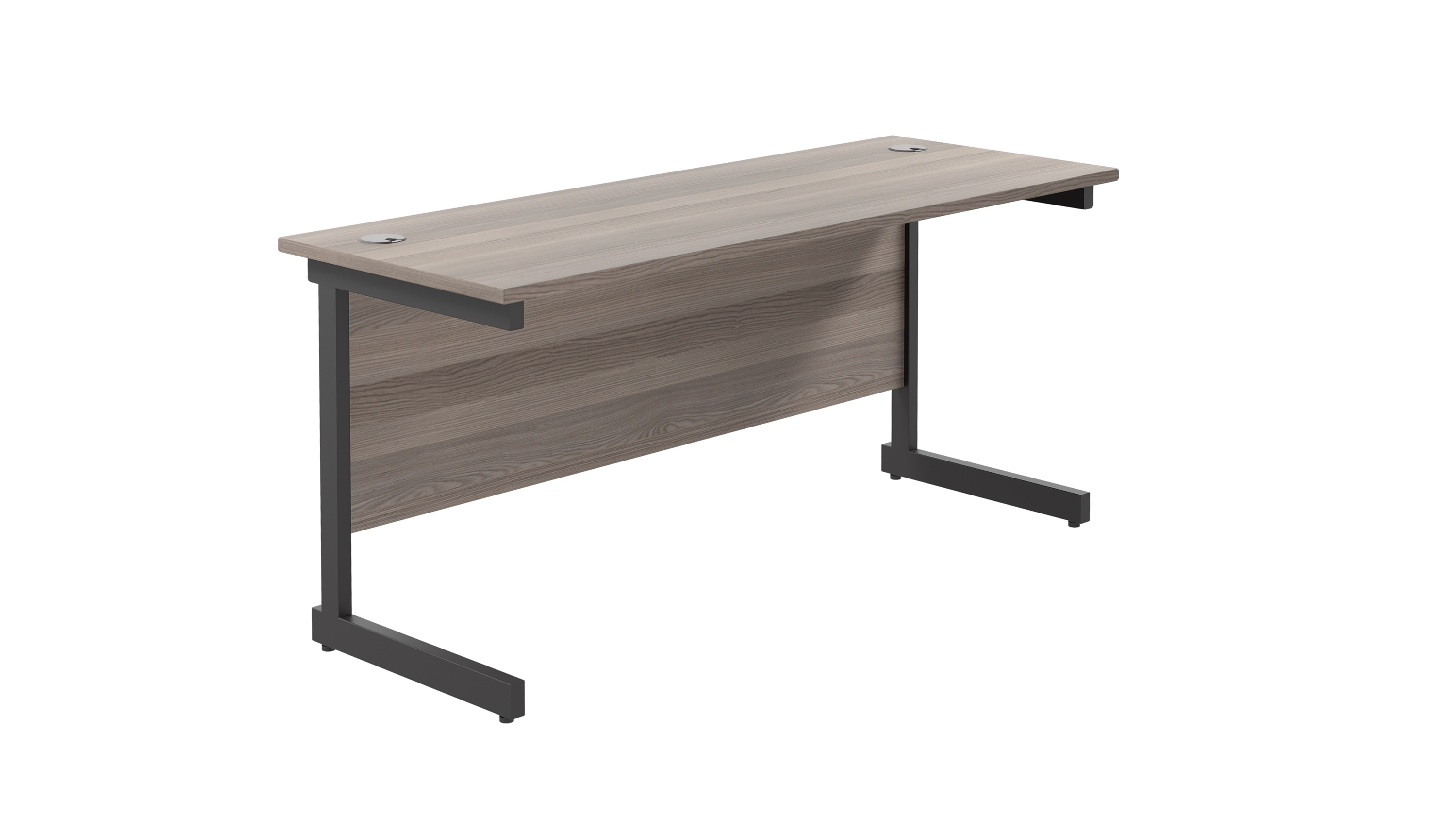 Single Upright Rectangular Desk | 1800X600 | Grey Oak/Black