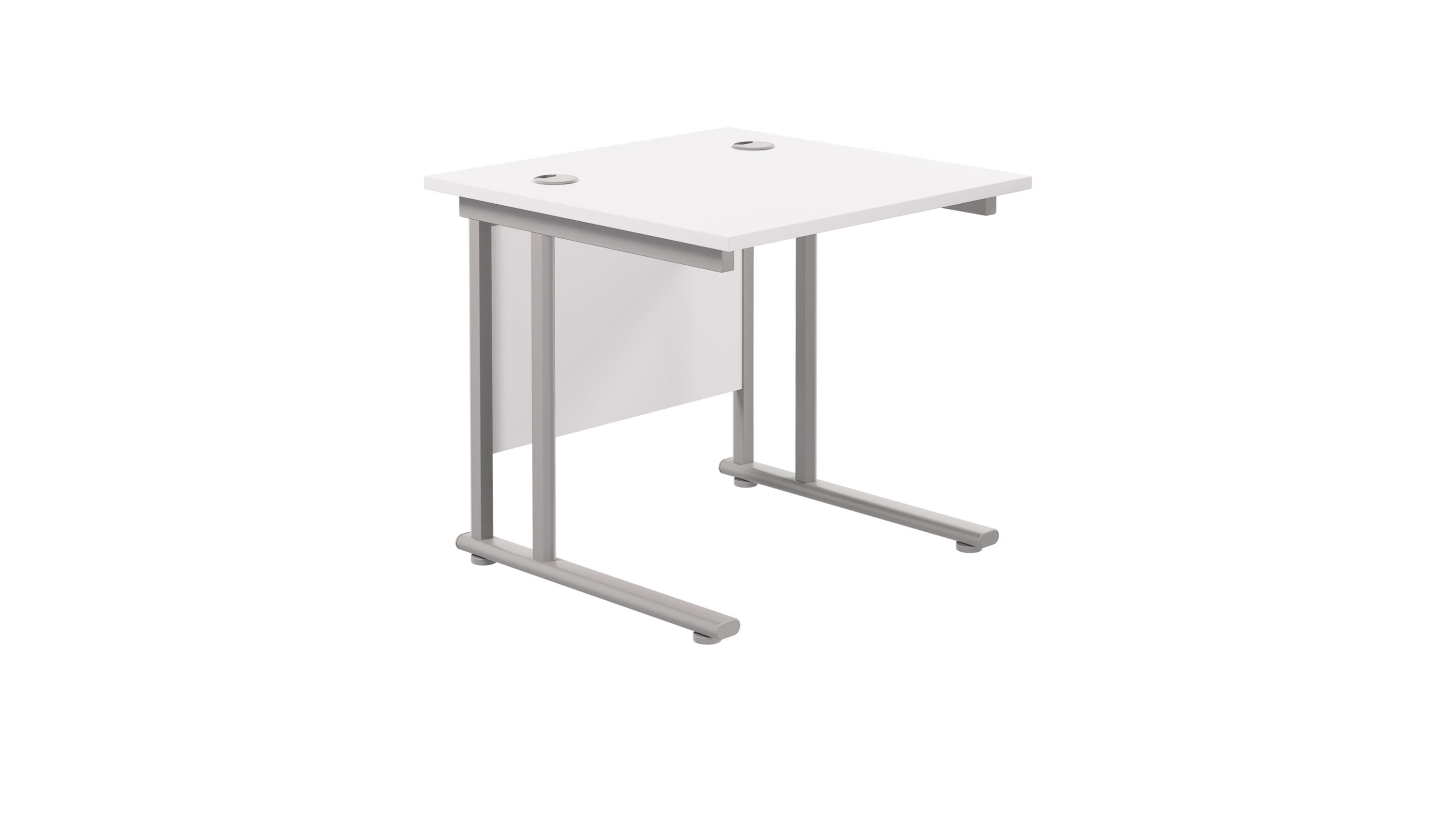 Twin Upright Rectangular Desk | 800X800 | White/Silver