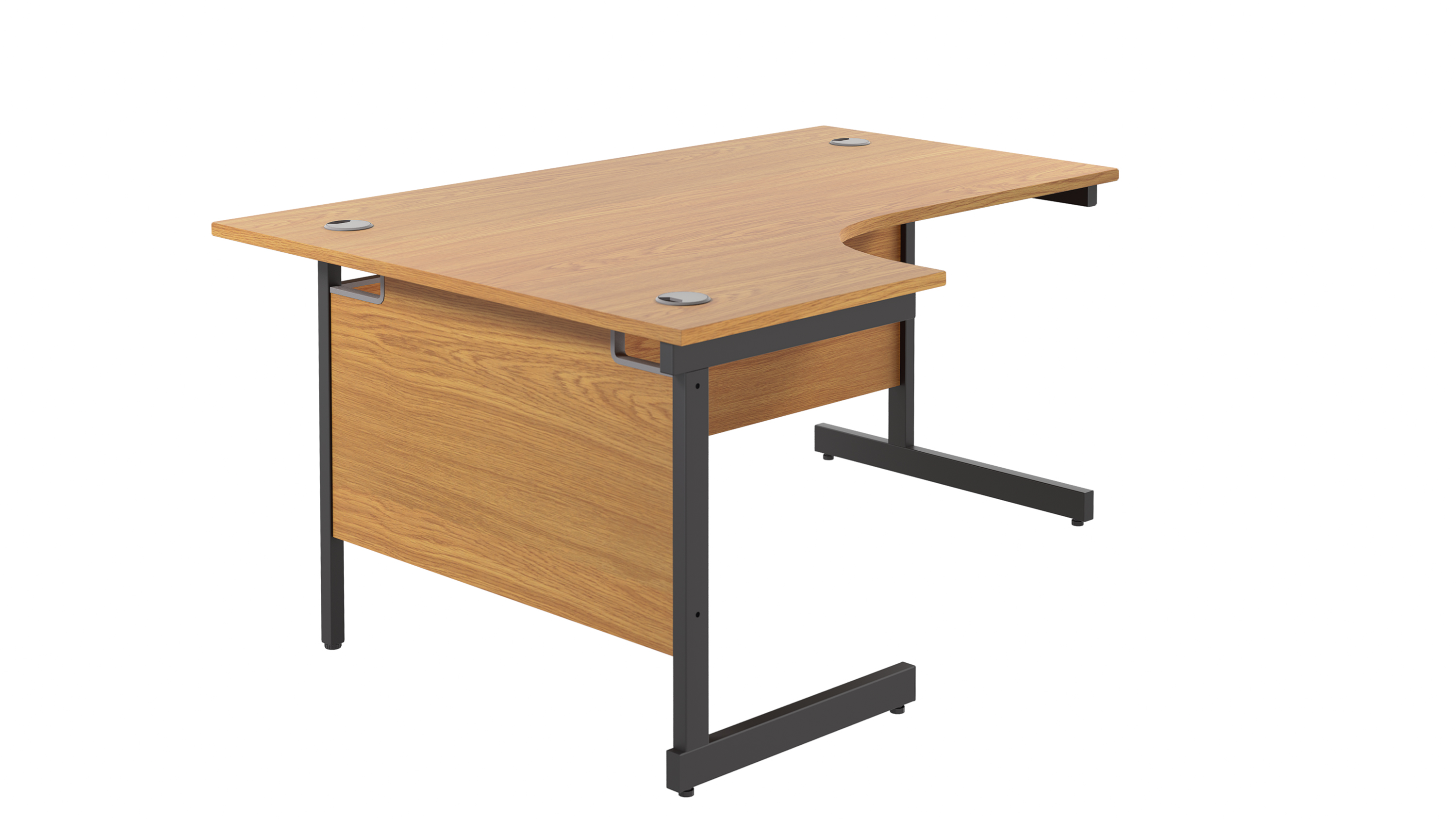 Single Upright Left Hand Radial Desk | 1600X1200 | Nova Oak/Black