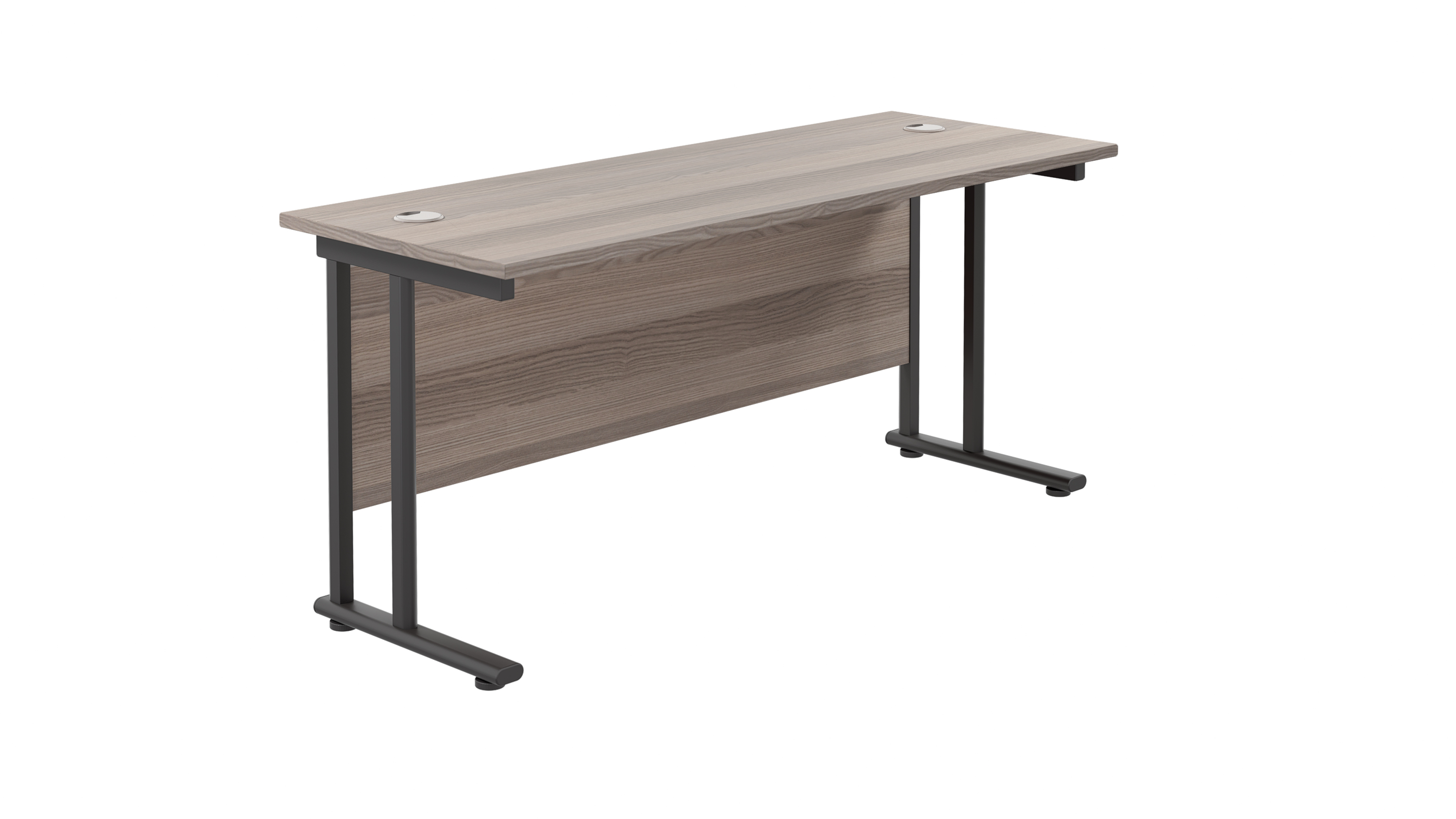 Twin Upright Rectangular Desk | 1600X600 | Grey Oak/Black