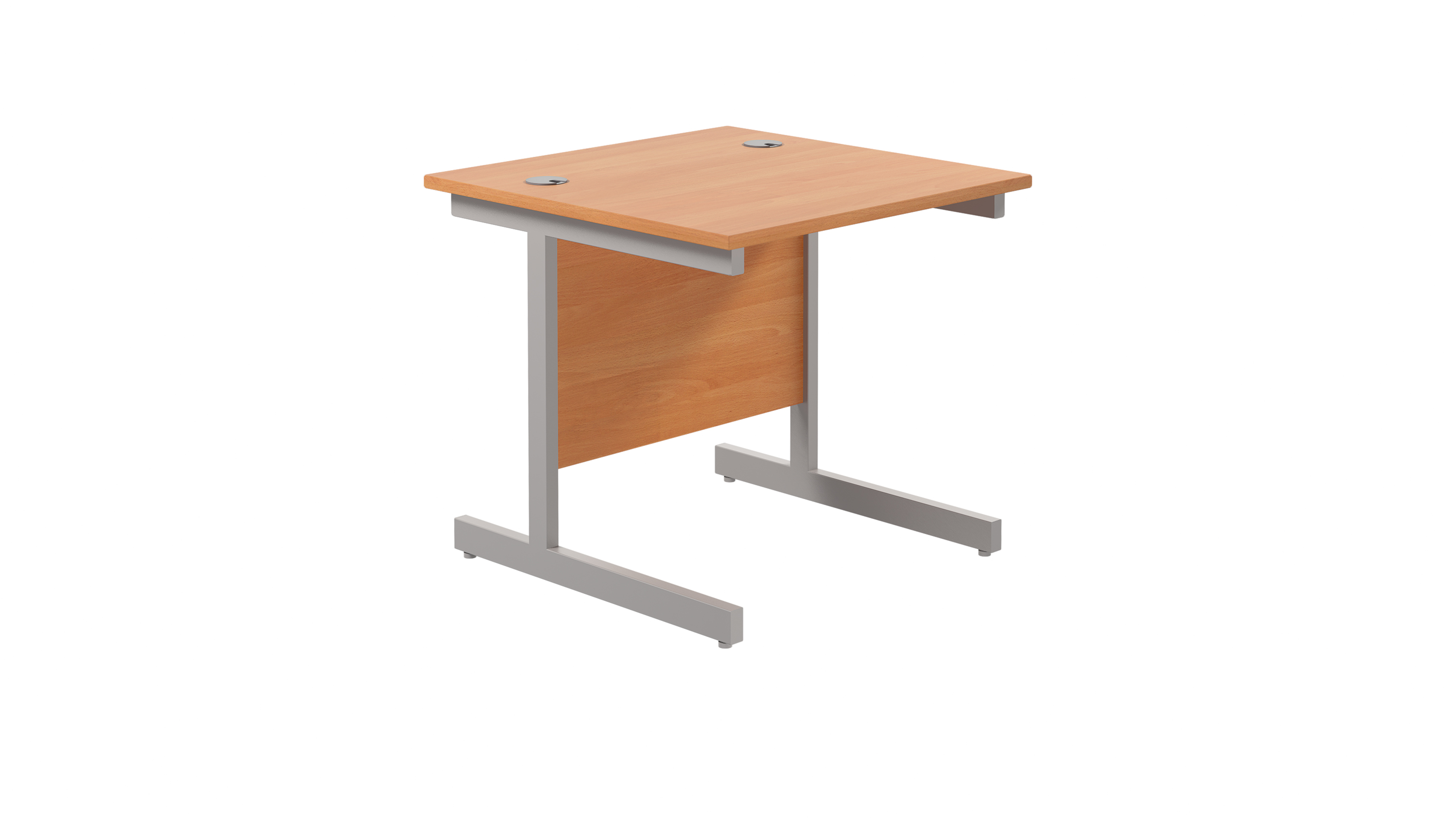 Single Upright Rectangular Desk | 800X800 | Beech/Silver