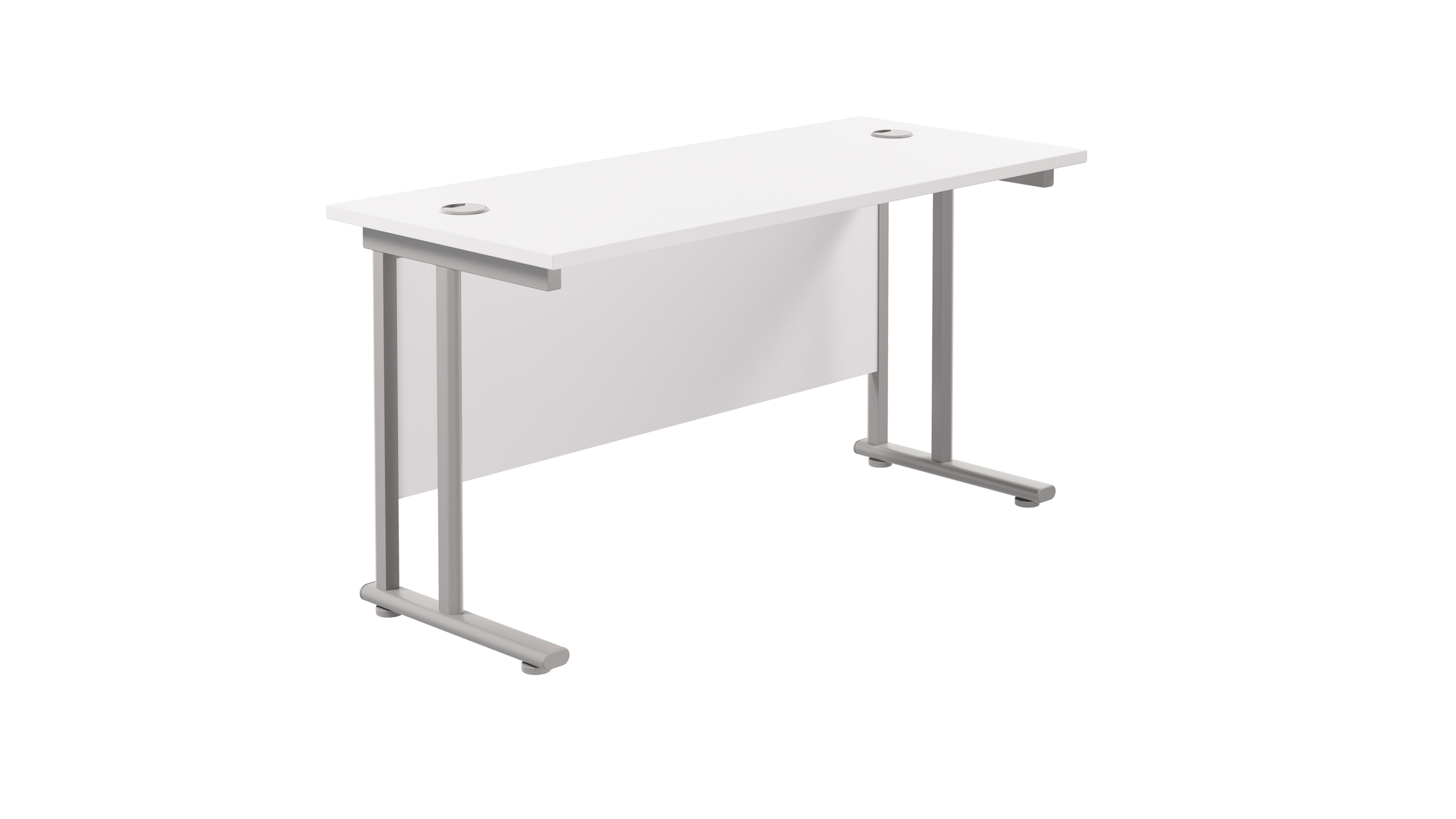 Twin Upright Rectangular Desk | 1200X600 | White/Silver