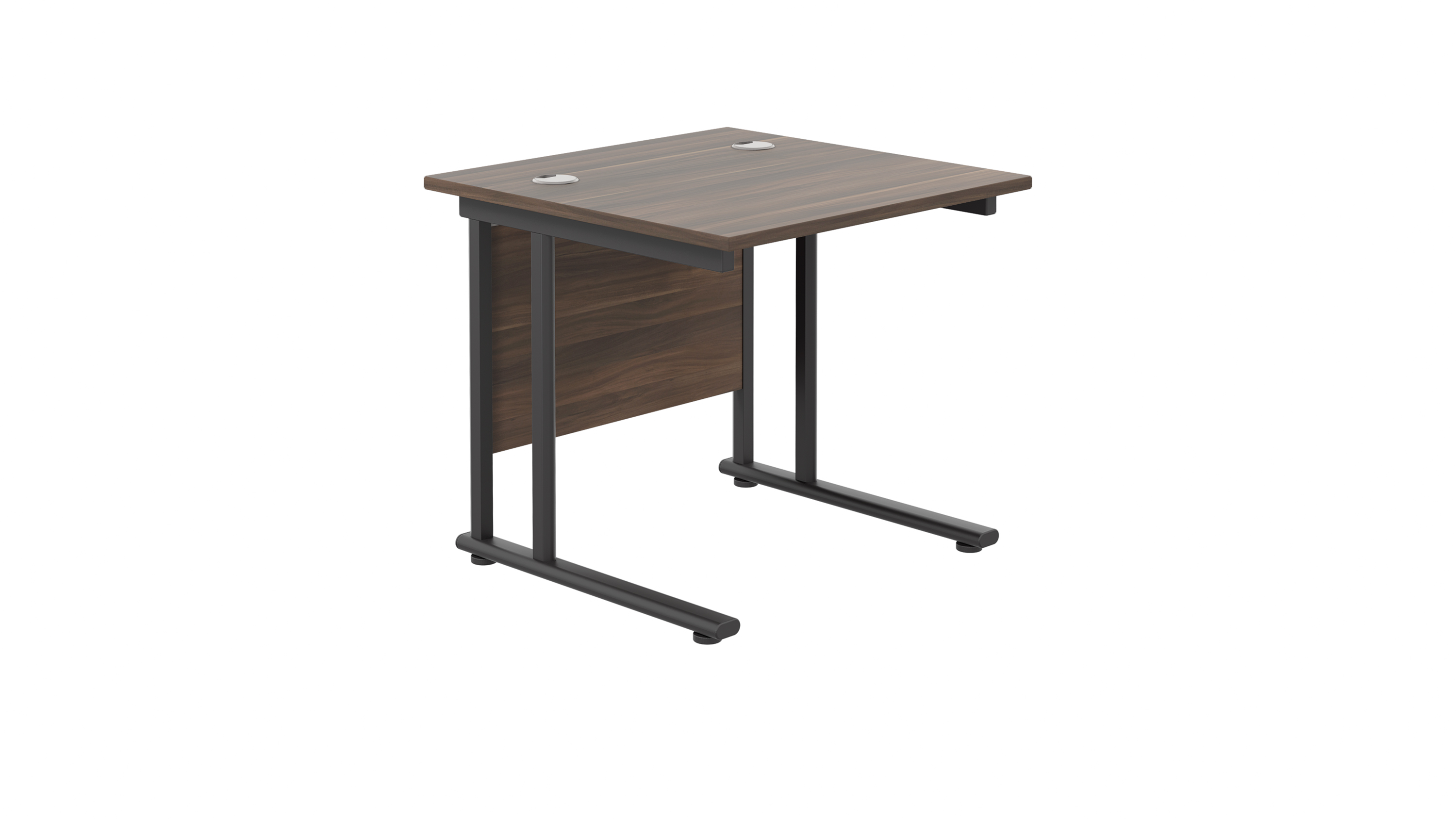Twin Upright Rectangular Desk | 800X800 | Dark Walnut/Black
