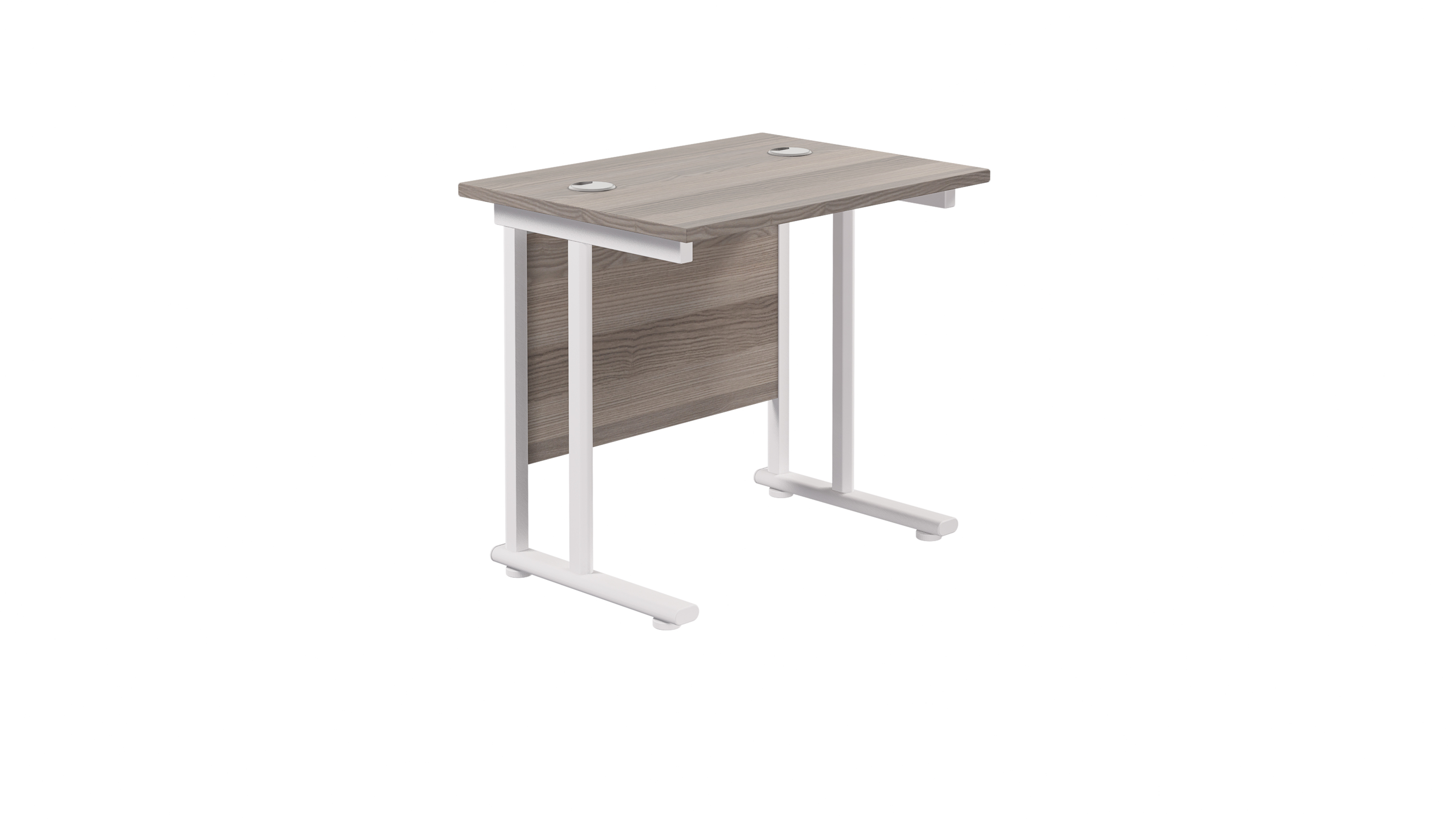Twin Upright Rectangular Desk | 800X600 | Grey Oak/White