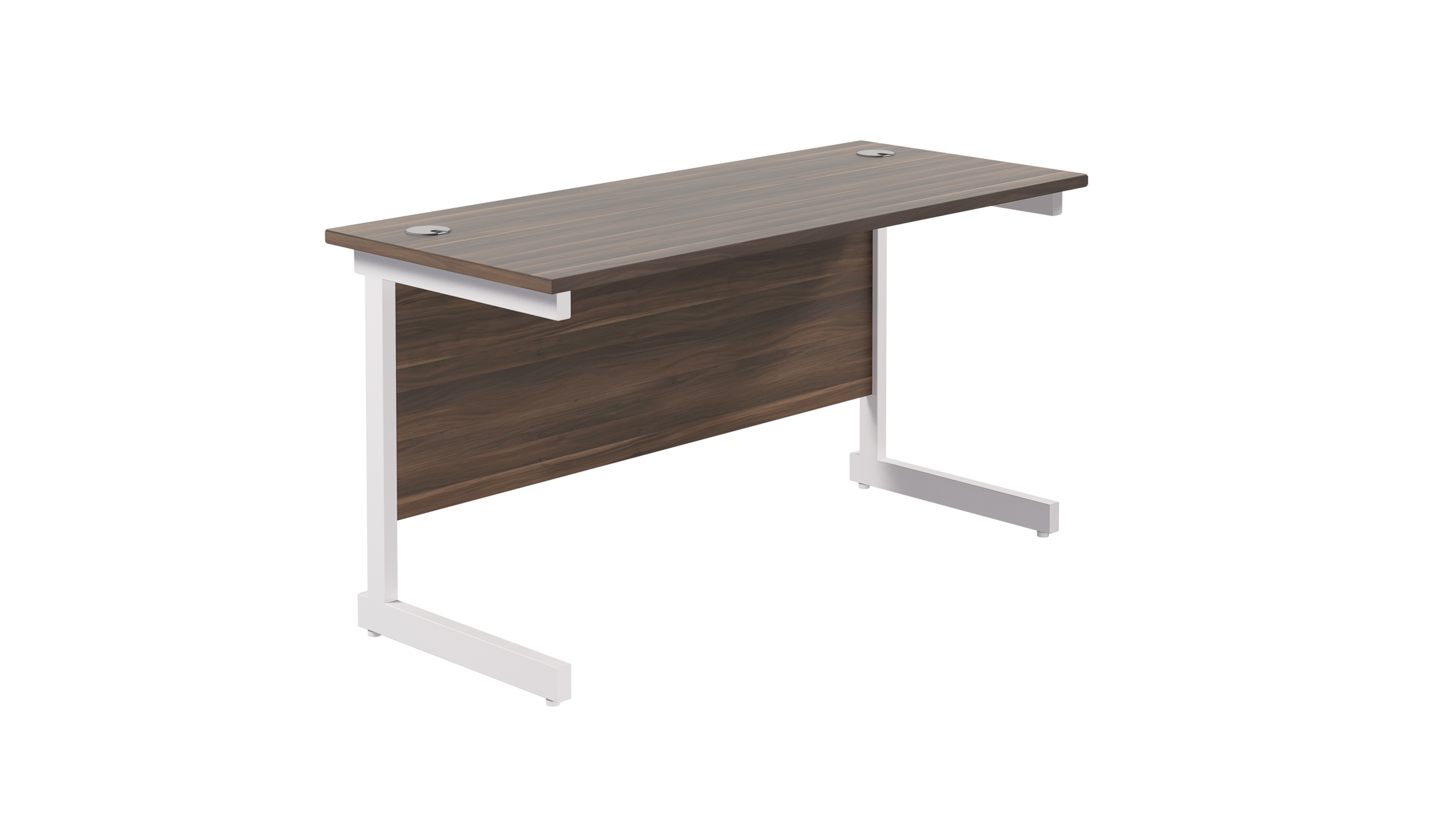 Single Upright Rectangular Desk | 1400X600 | Dark Walnut/White