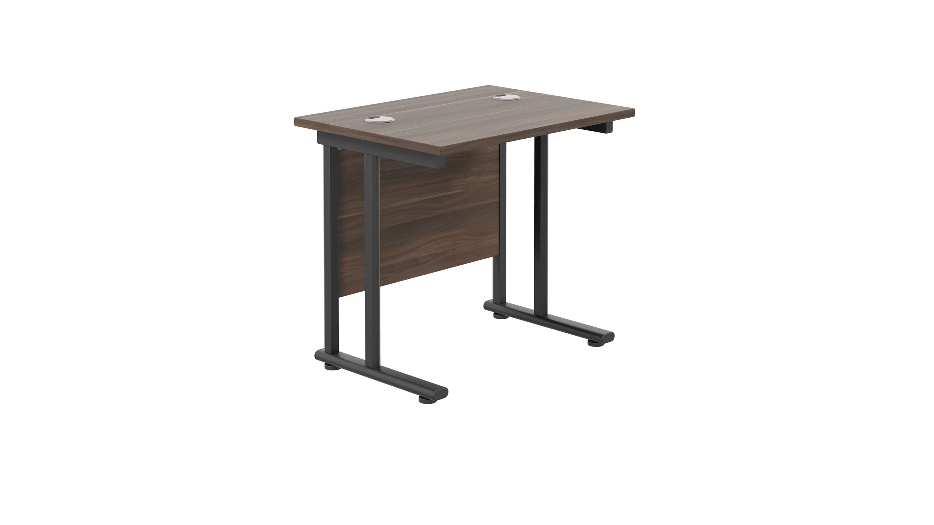 Twin Upright Rectangular Desk | 800X600 | Dark Walnut/Black