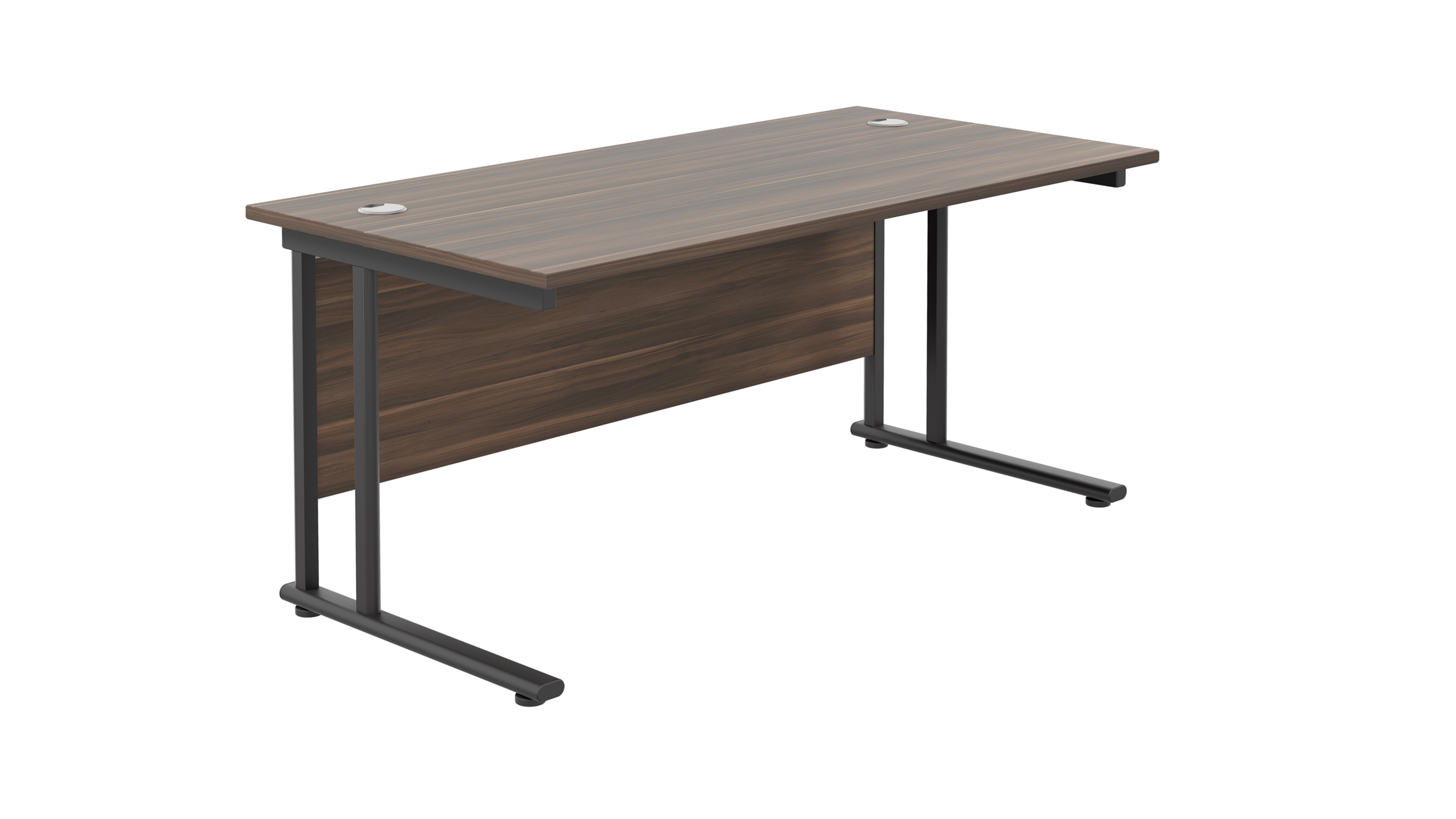 Twin Upright Rectangular Desk | 1600X800 | Dark Walnut/Black