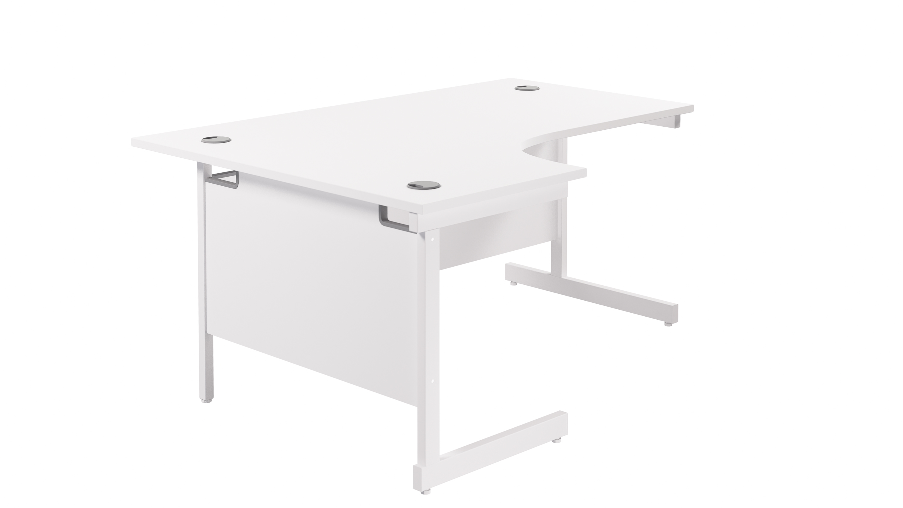 Single Upright Left Hand Radial Desk | 1600X1200 | White/White