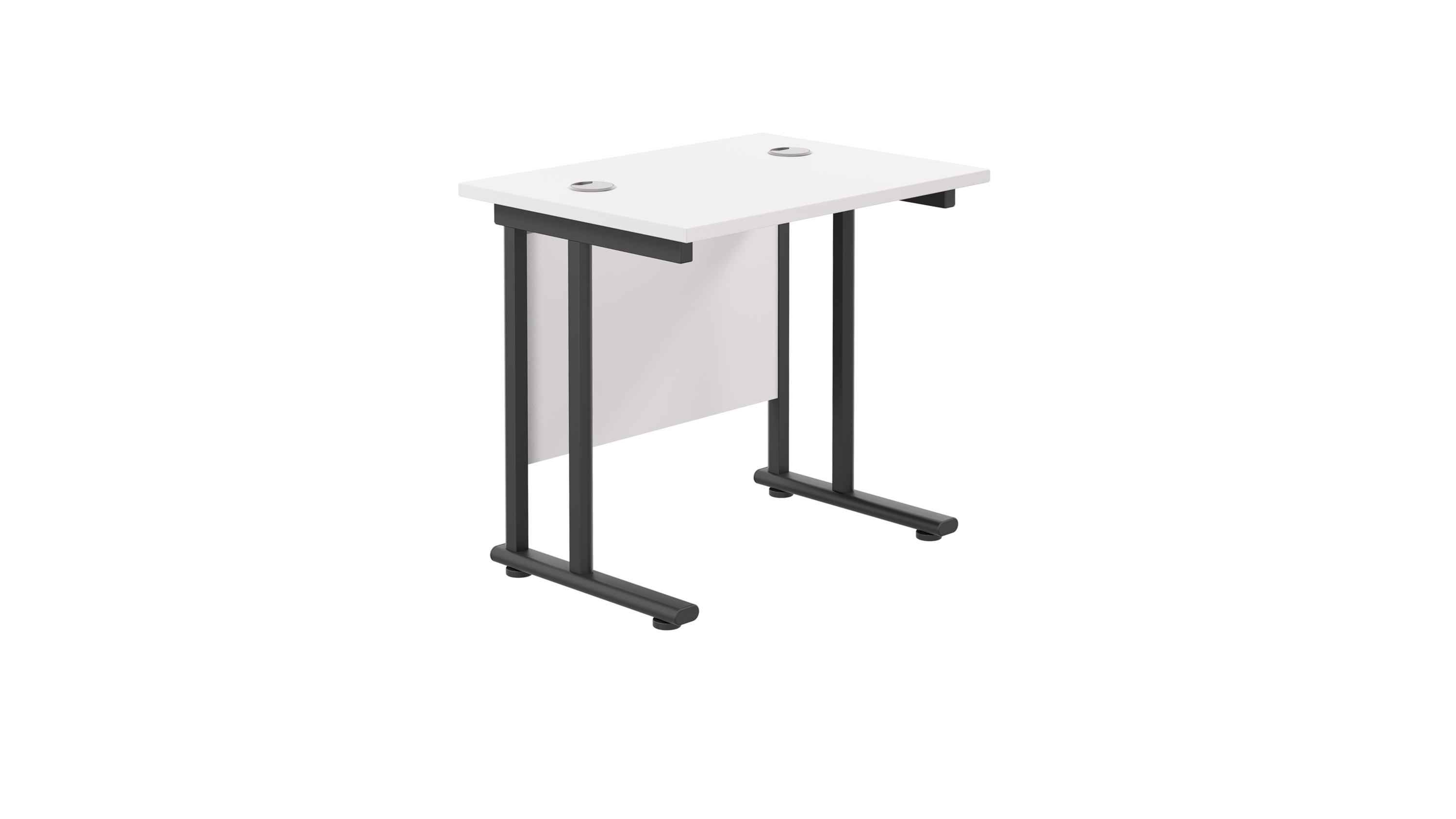 Twin Upright Rectangular Desk | 800X600 | White/Black