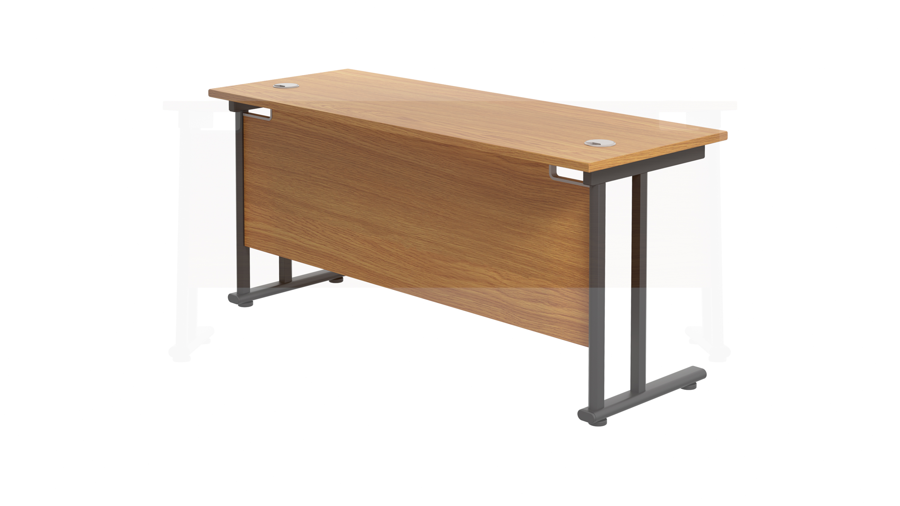 Twin Upright Rectangular Desk | 1600X600 | Nova Oak/Black
