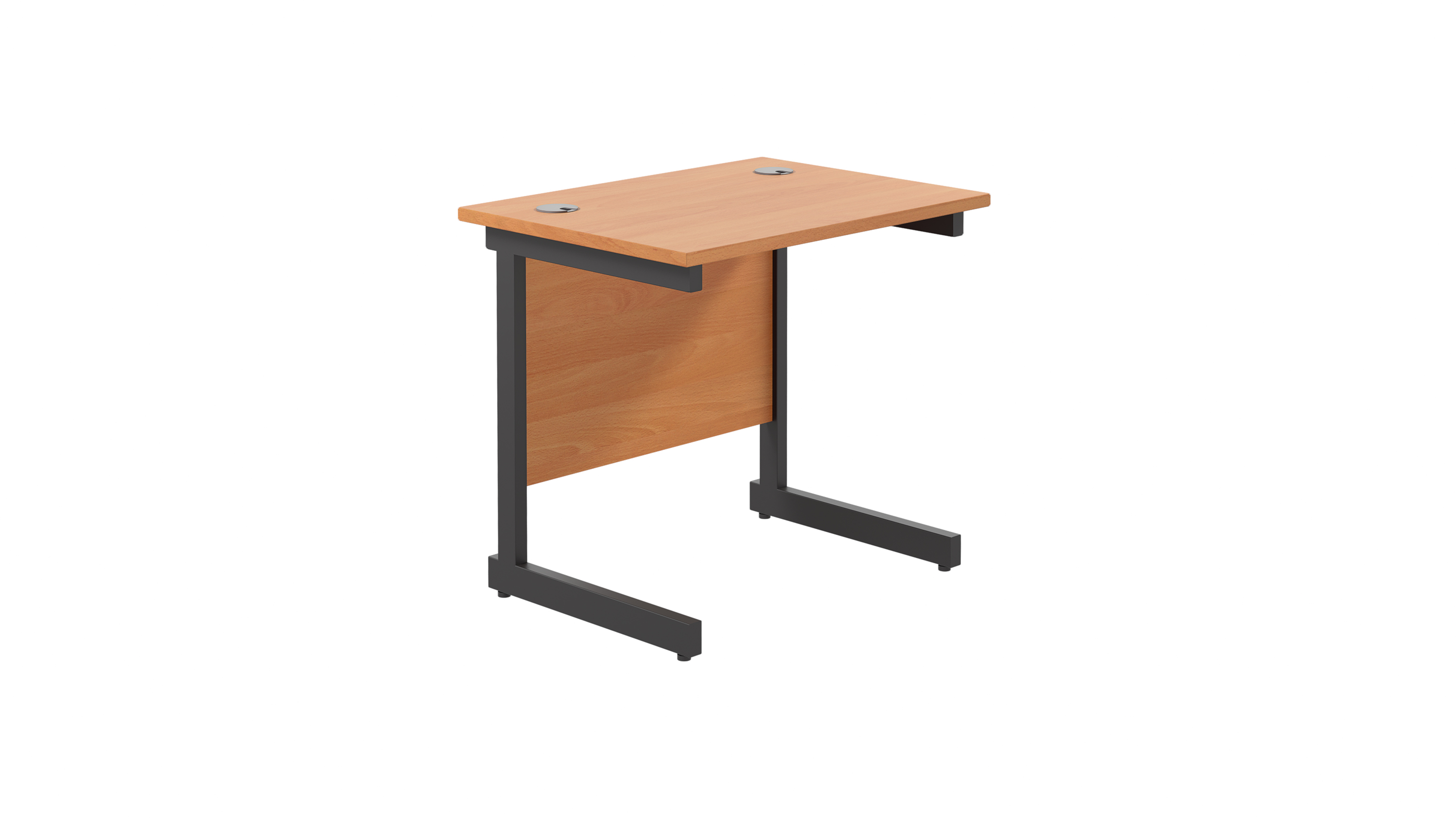 Single Upright Rectangular Desk | 800X600 | Beech/Black
