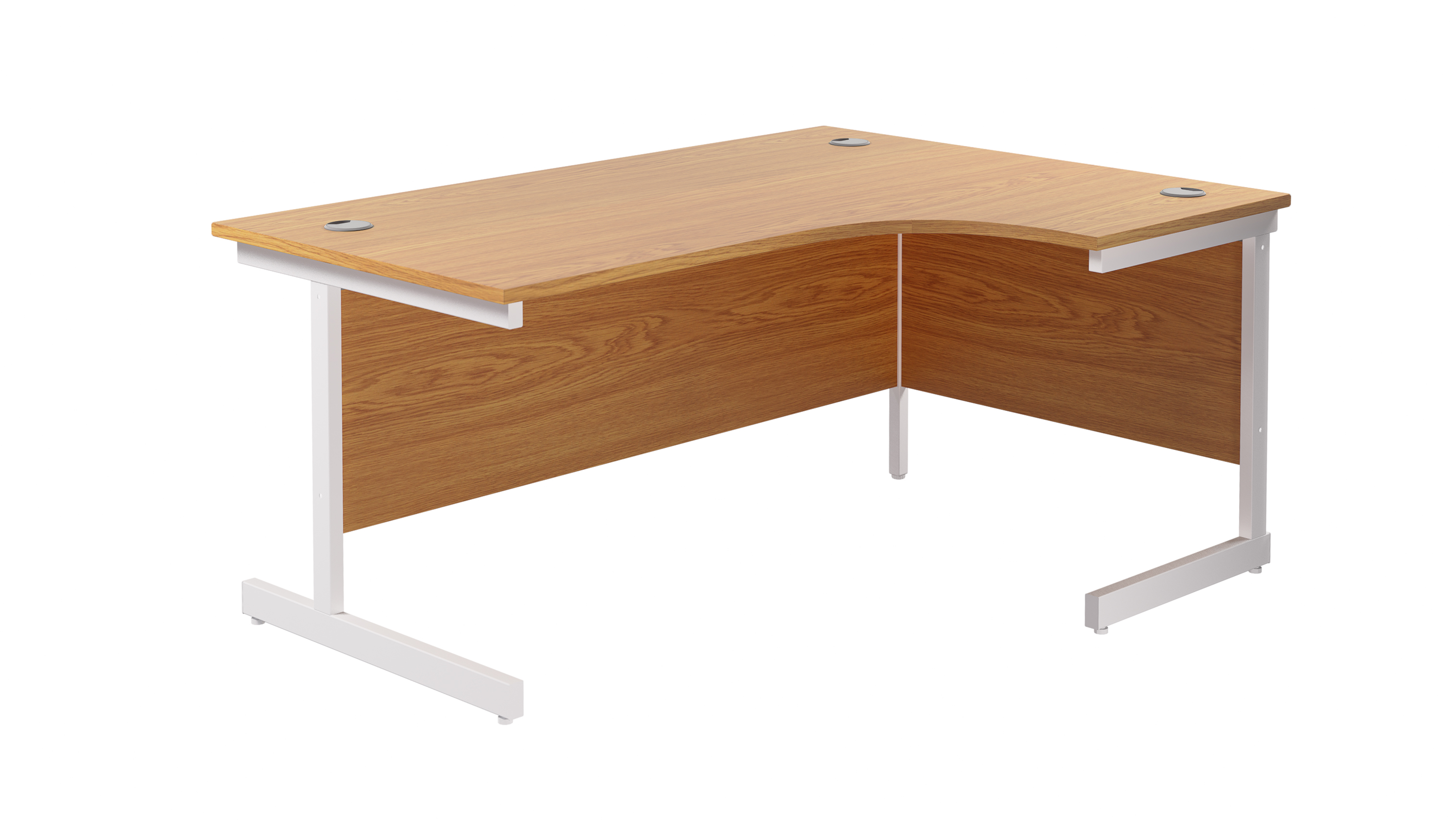 Single Upright Right Hand Radial Desk | 1600X1200 | Nova Oak/White