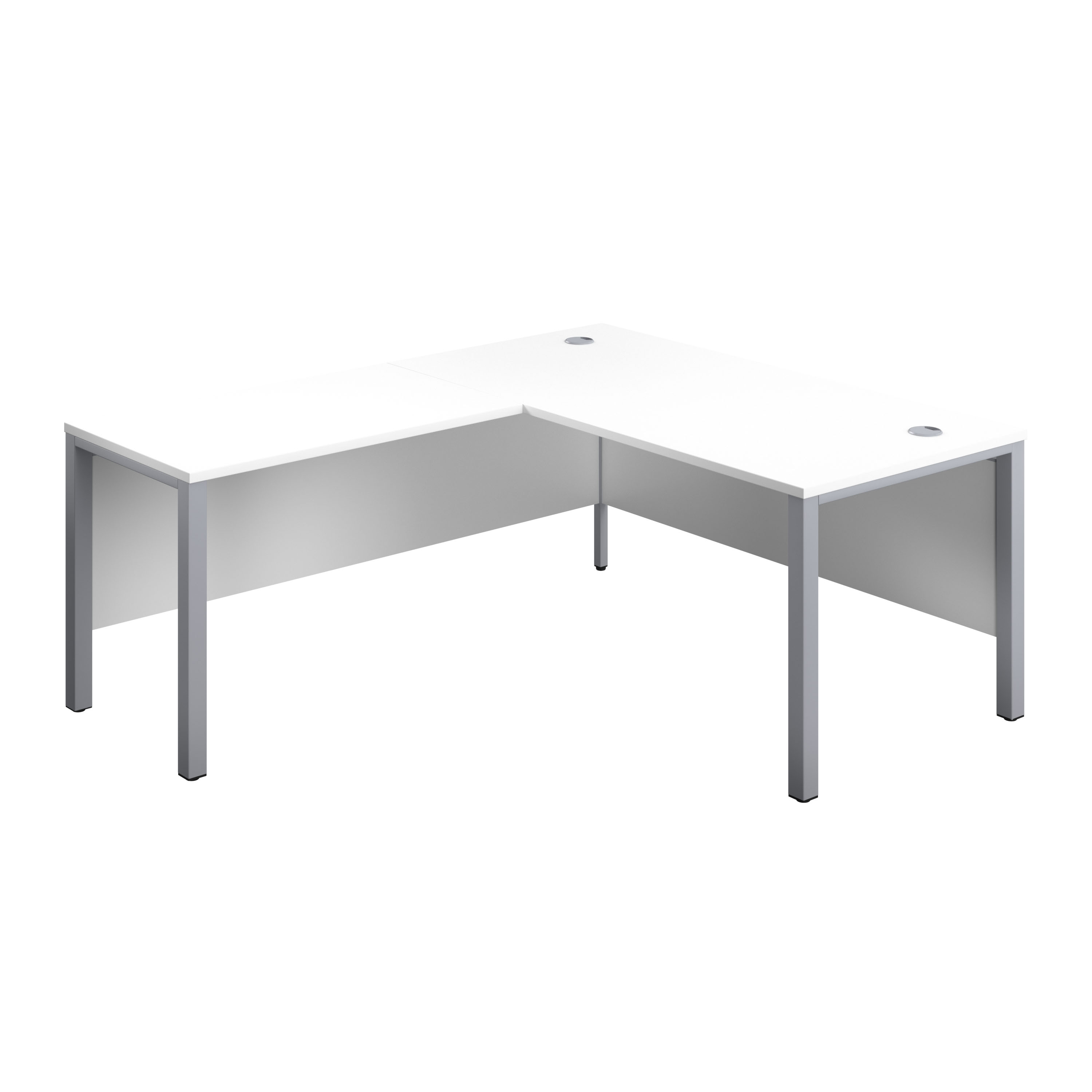 Goal Post Left Hand Return Desk | 1600X800 | White/Silver
