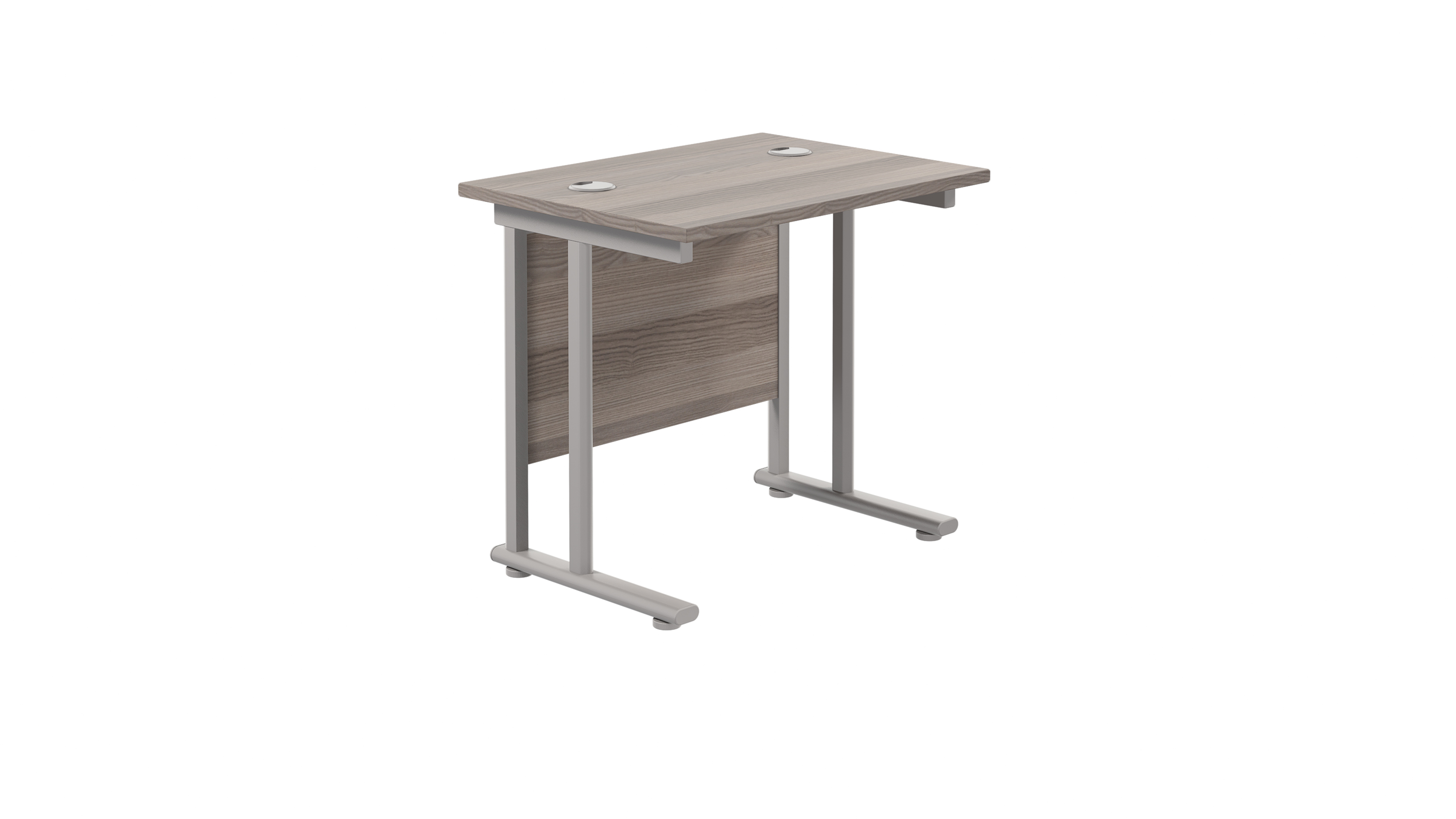 Twin Upright Rectangular Desk | 800X600 | Grey Oak/Silver