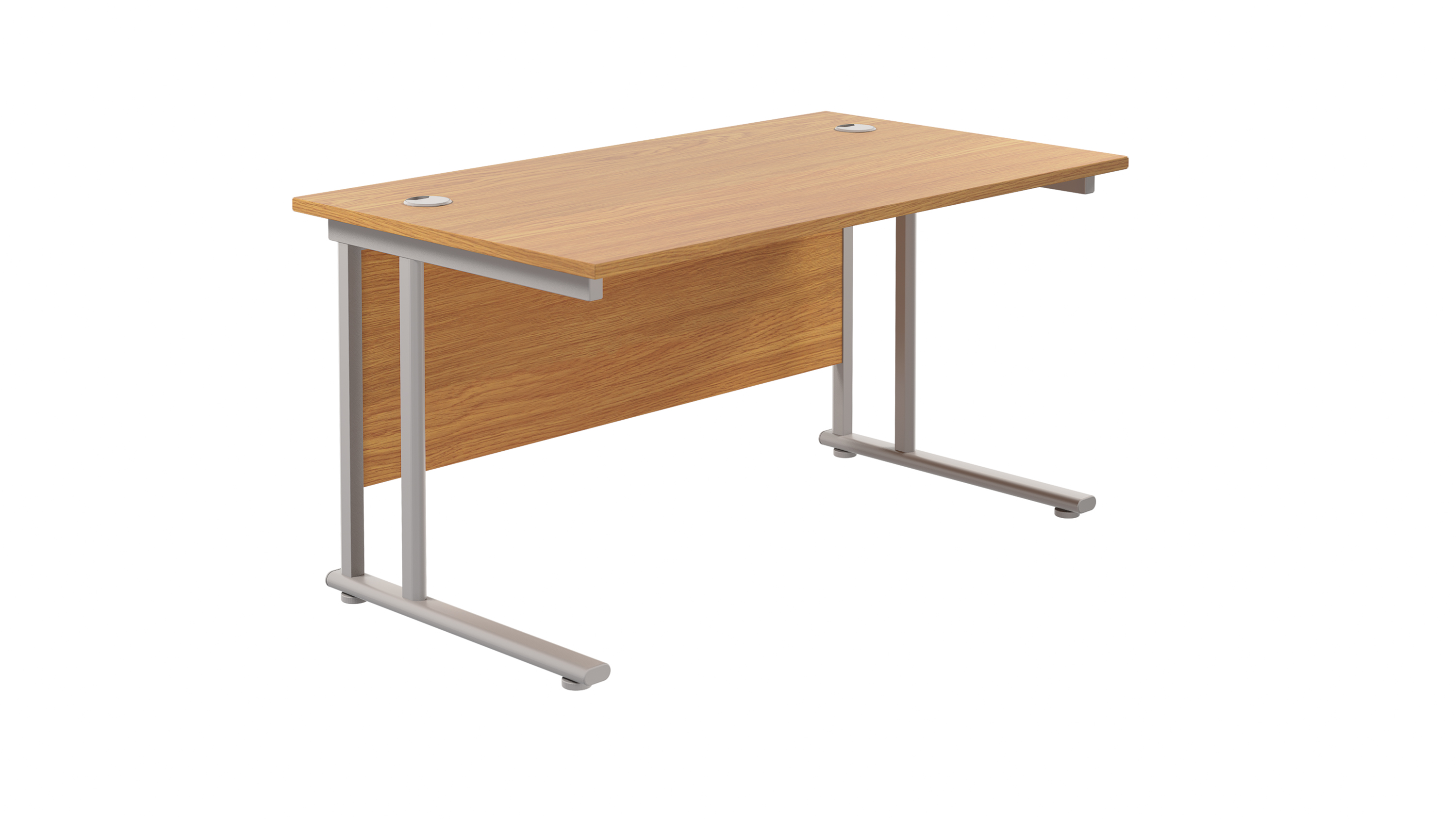 Twin Upright Rectangular Desk | 1400X800 | Nova Oak/Silver