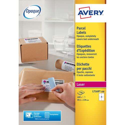 Avery L7169-100 Parcel Labels 100 sheets - 4 Labels per Sheet