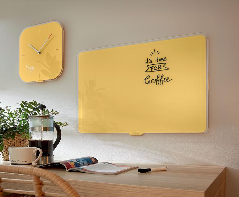 Leitz Yellow Cosy Magnetic Glass Whiteboard 60 X 40 Cm Warm