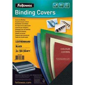 Fellowes 5370402 A4 Black Leatherboard Covers - 100 pack