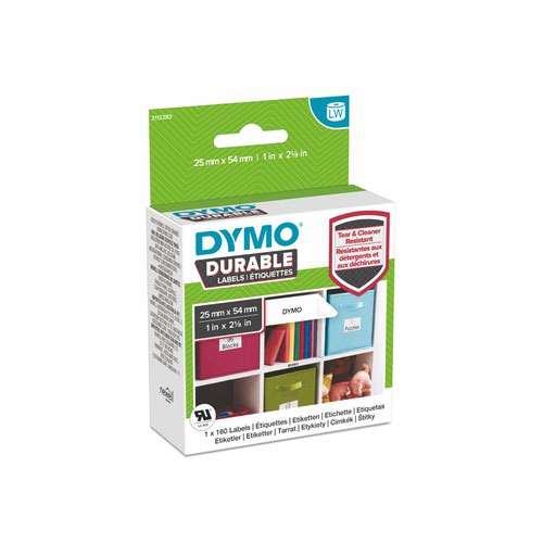 Dymo 2112283 LW Durable Small Multi Purpose Label 25mm x 54mm Black on White