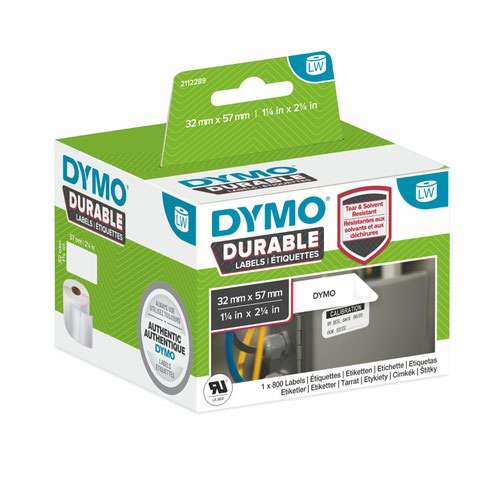 Dymo 2112289 LW Durable medium multi-purpose 57mm x 32mm Black on White
