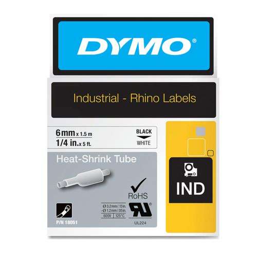 Dymo 18051 6mm White Heat Shrink Tube - S0718260