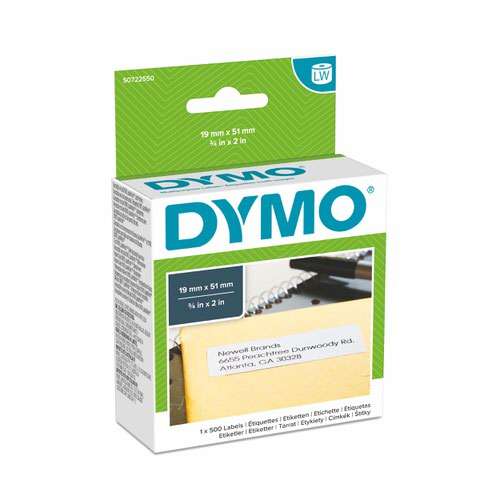 Dymo 11355 19mm x 51mm Multi Purpose Labels Black on White