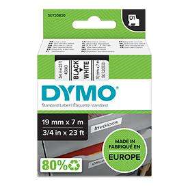 Dymo 45803 D1 19mm x 7m Black on White Tape