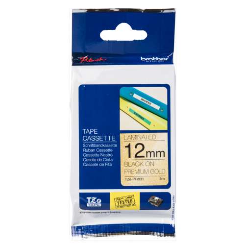 Brother TZE-PR831 Black on Gold 8M x 12mm Premium Tape