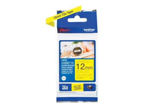 Brother TZE631S Black on Yellow 4M x 12mm Gloss Tape