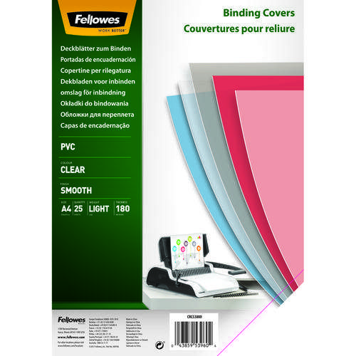 Fellowes Clear 150 Micron PVC Covers - A4 180 mic 25pk