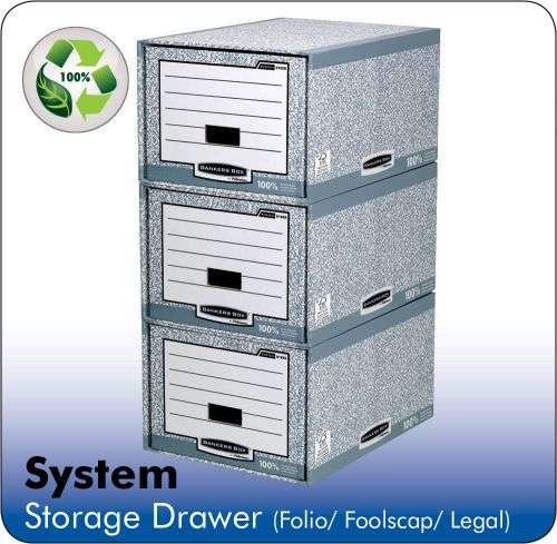 Fellowes Bankers Box System A4 Storage Drawer Grey Pack of 5