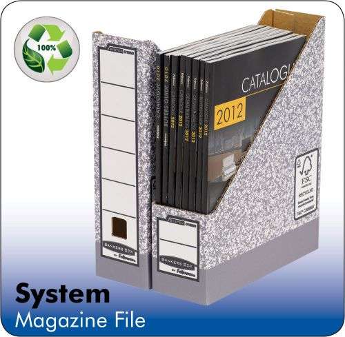 Fellowes System A4 Magazine File Grey Pack of 10