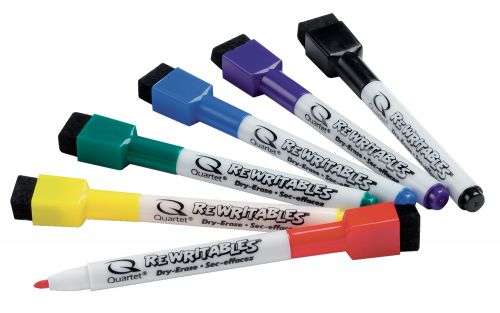 Nobo 1903792 Assorted Colour Mini Whiteboard Pen with Magnetic Eraser Cap Pack of 6