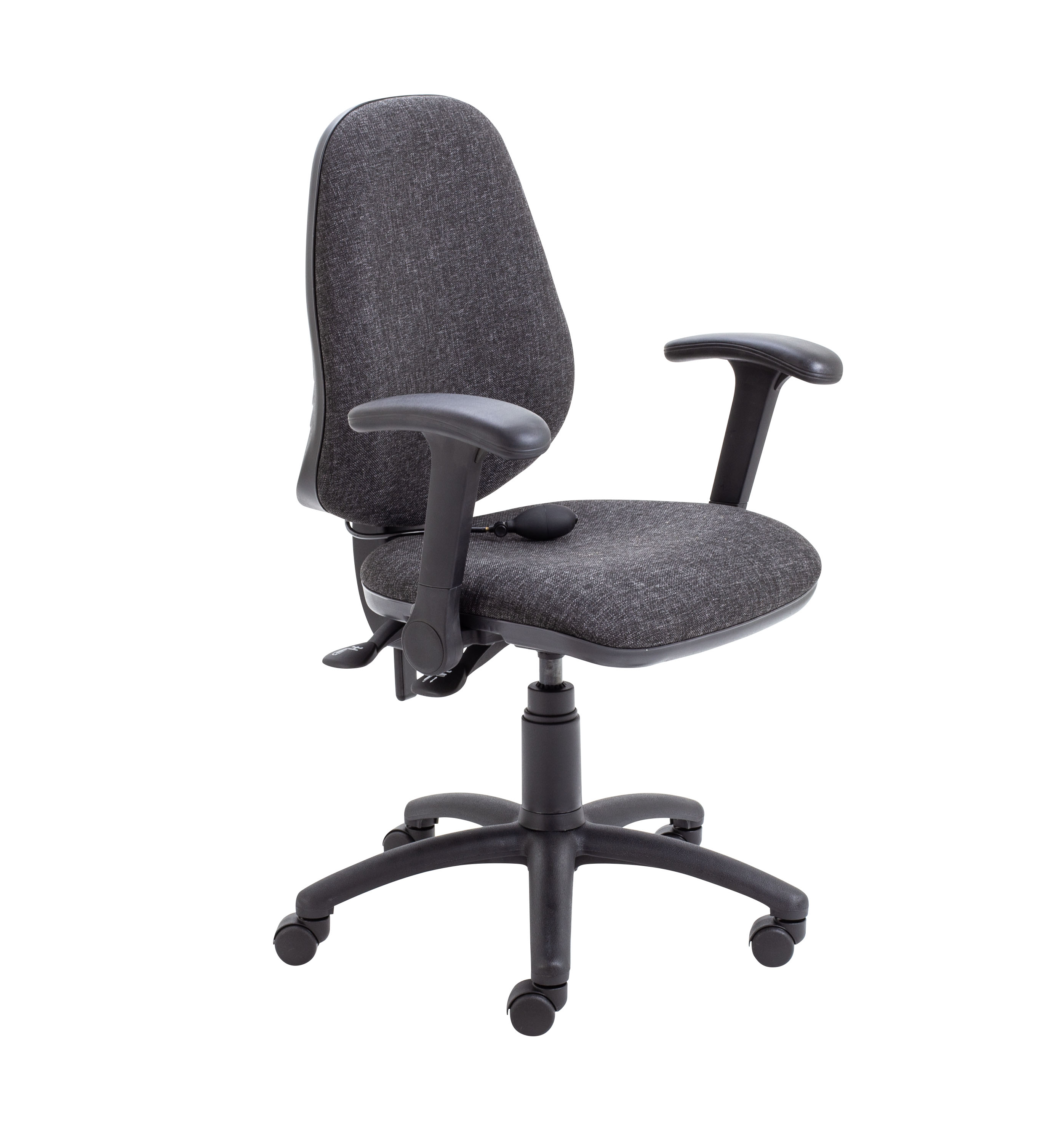 Calypso Ergo 2 Lever Office Chair With Lumbar Pump and Folding Arms | Charcoal