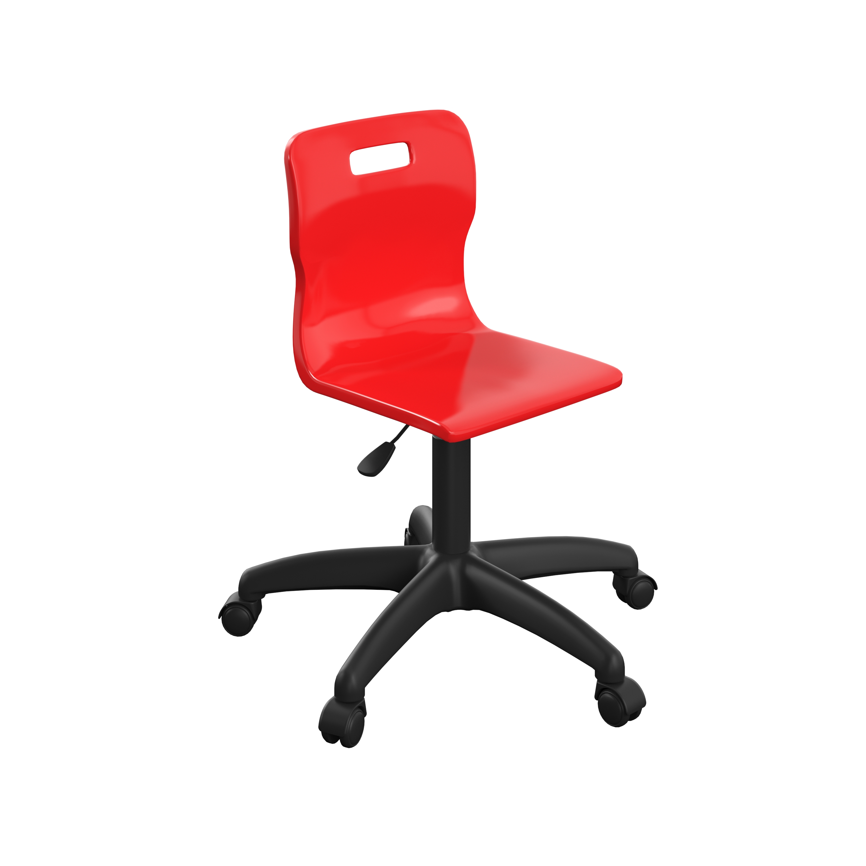 Titan Swivel Junior Chair with Plastic Base and Castors Size 3-4 | Age 6-11 | Red/Black
