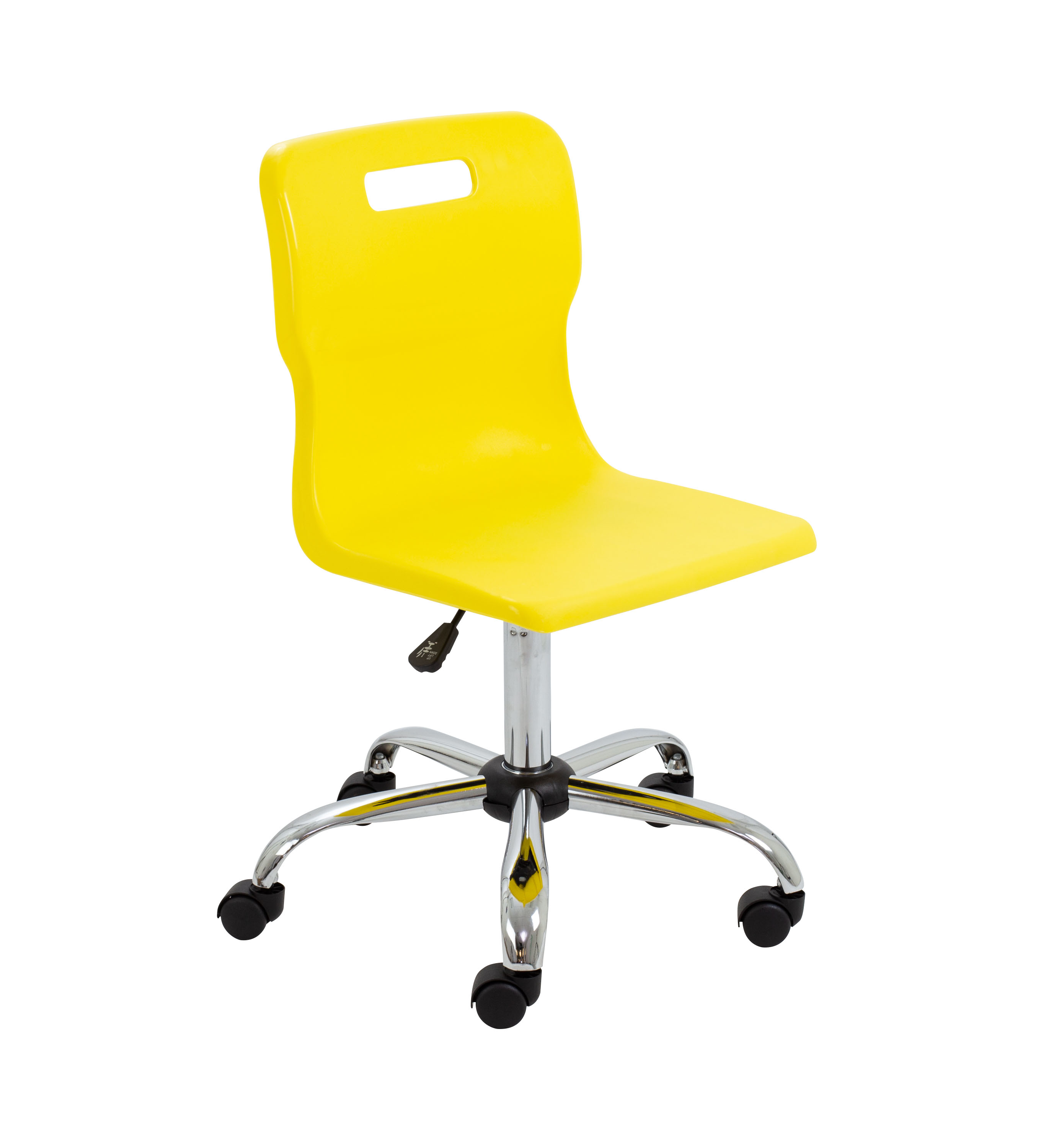 Titan Swivel Senior Chair with Chrome Base and Castors Size 5-6 | Age 11-14+ | Yellow/Chrome