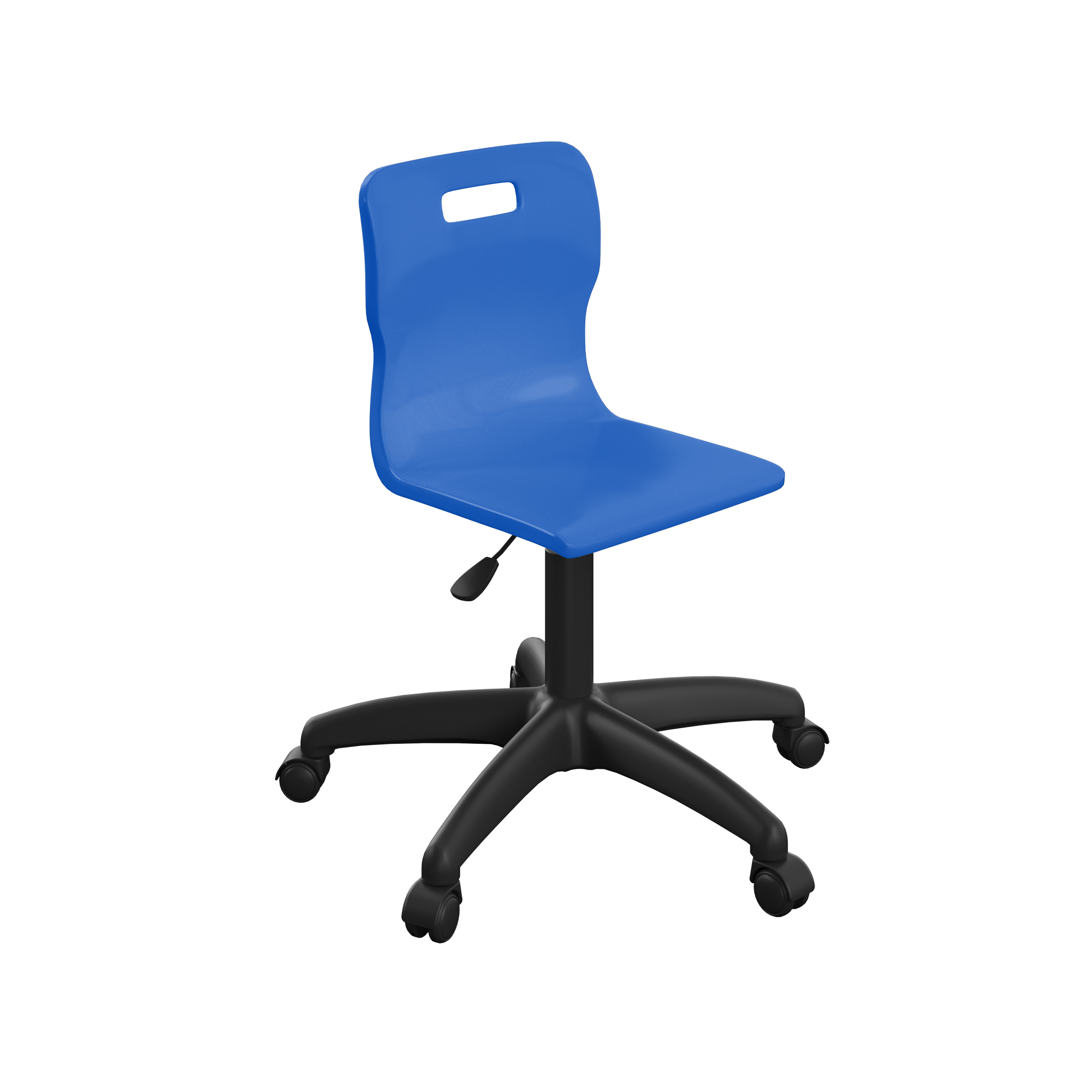 Titan Swivel Junior Chair with Plastic Base and Castors Size 3-4 | Age 6-11 | Blue/Black