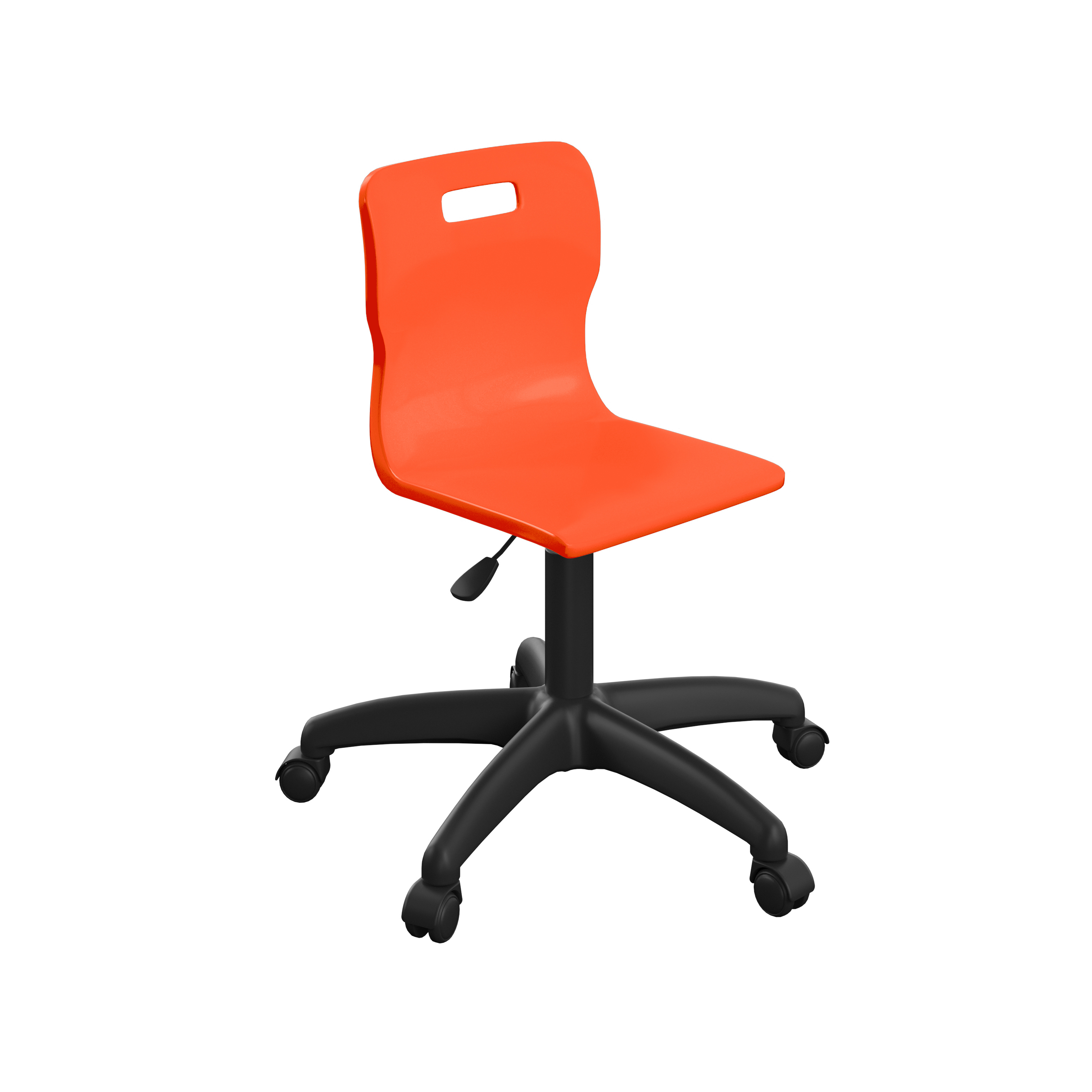 Titan Swivel Junior Chair with Plastic Base and Castors Size 3-4 | Age 6-11 | Orange/Black