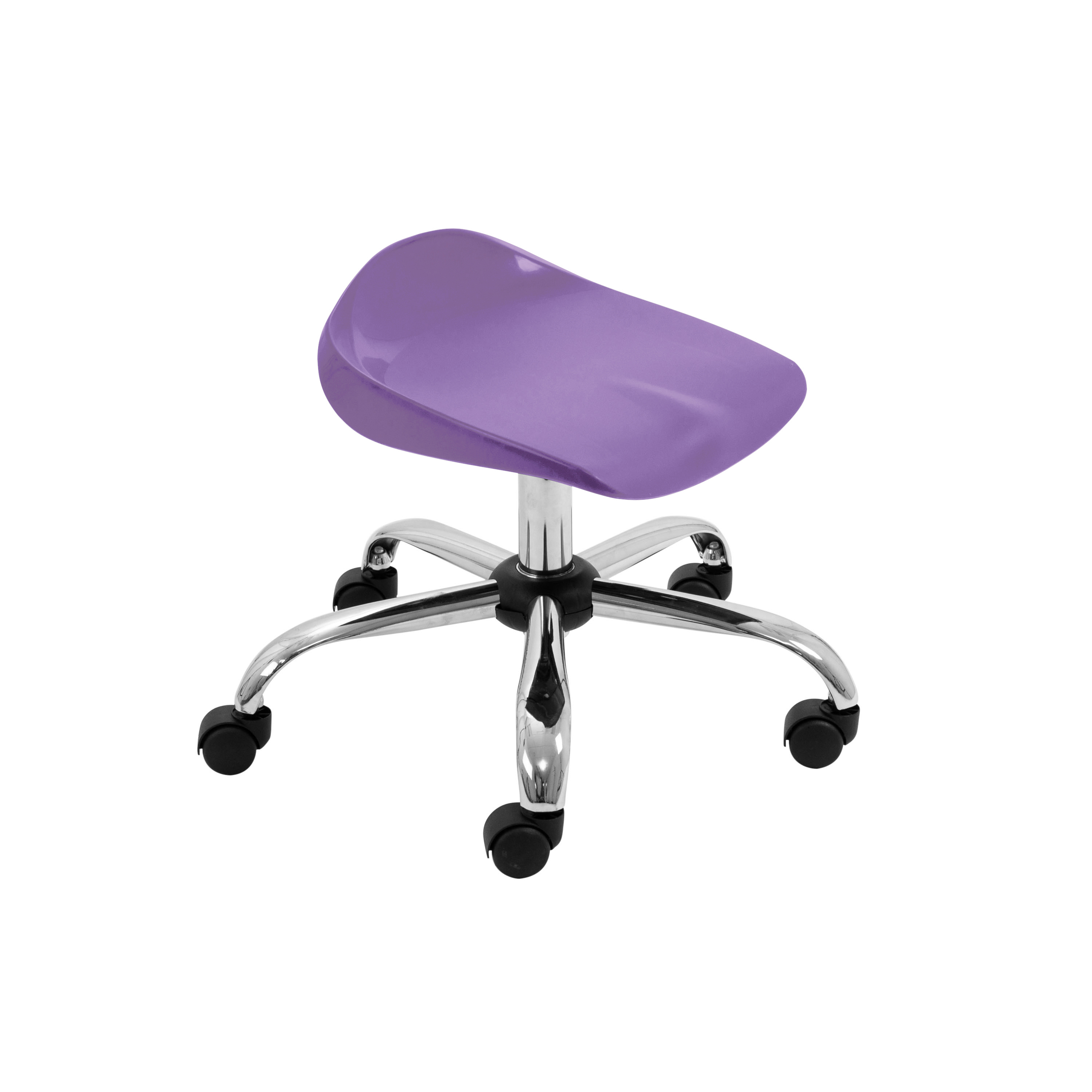 Titan Swivel Junior Stool with Chrome Base and Castors Size 5-6 | Purple/Chrome
