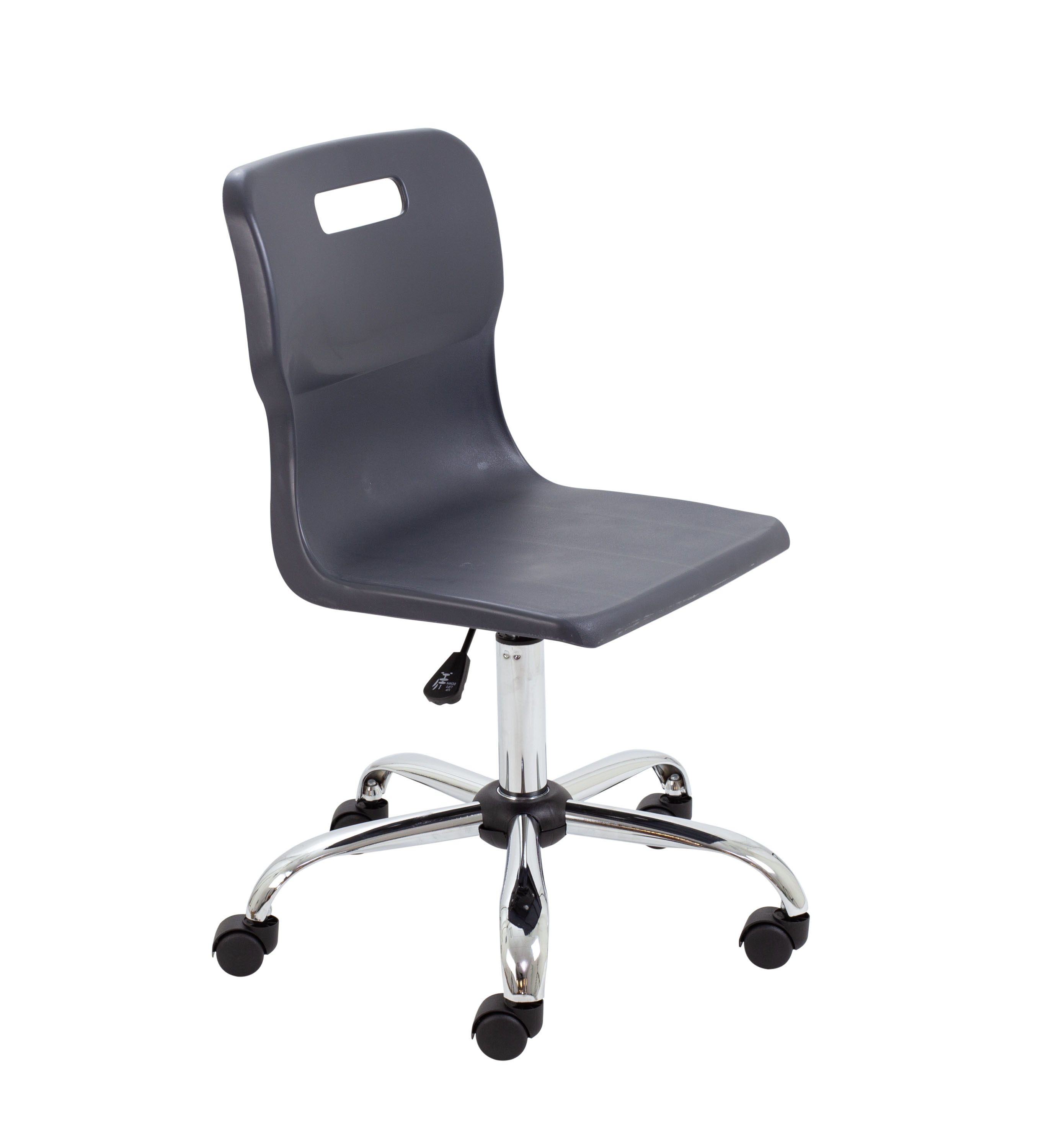 Titan Swivel Senior Chair with Chrome Base and Castors Size 5-6 | Age 11-14+ | Charcoal/Chrome