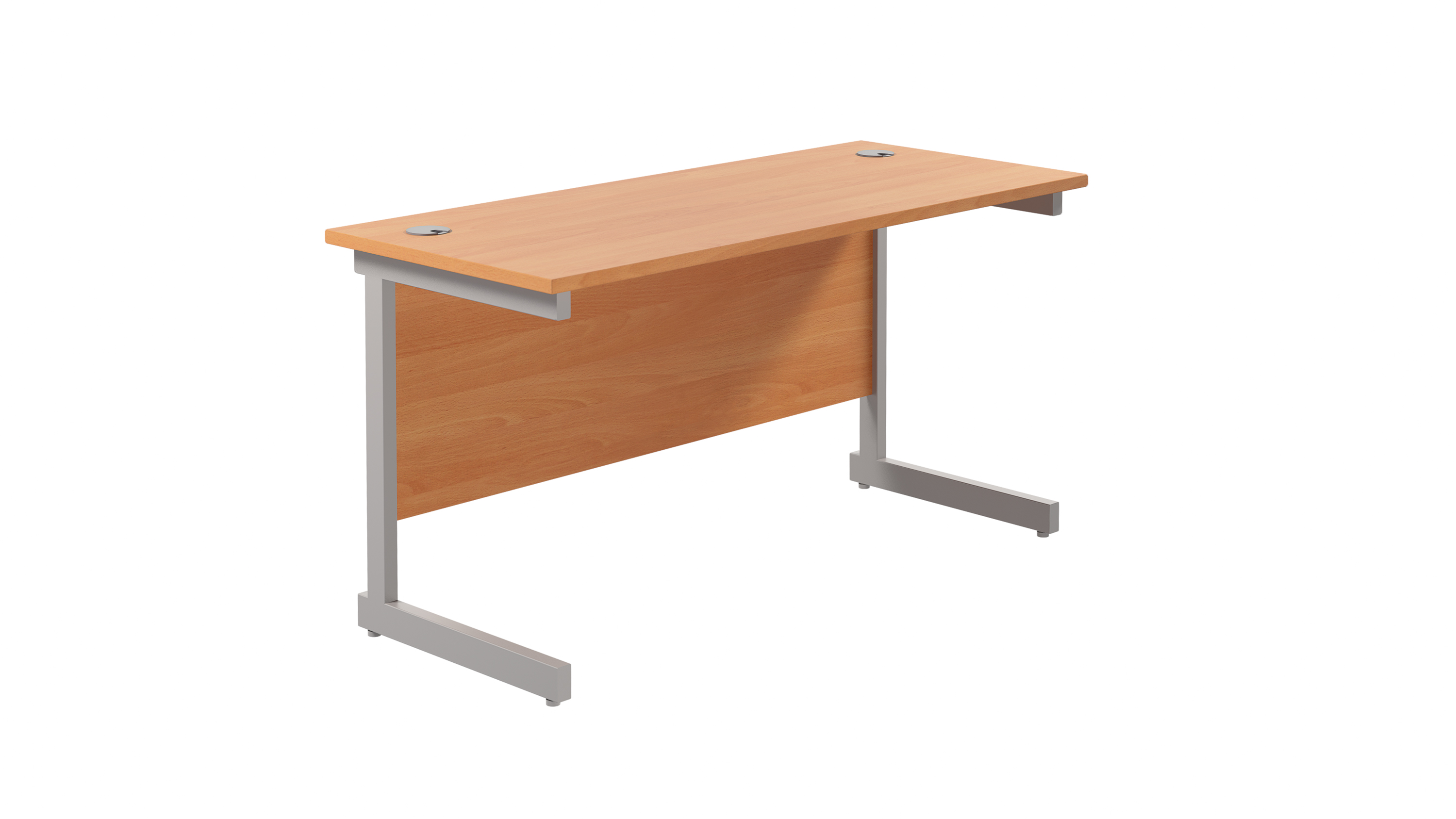 Single Upright Rectangular Desk | 1200X600 | Beech/Silver