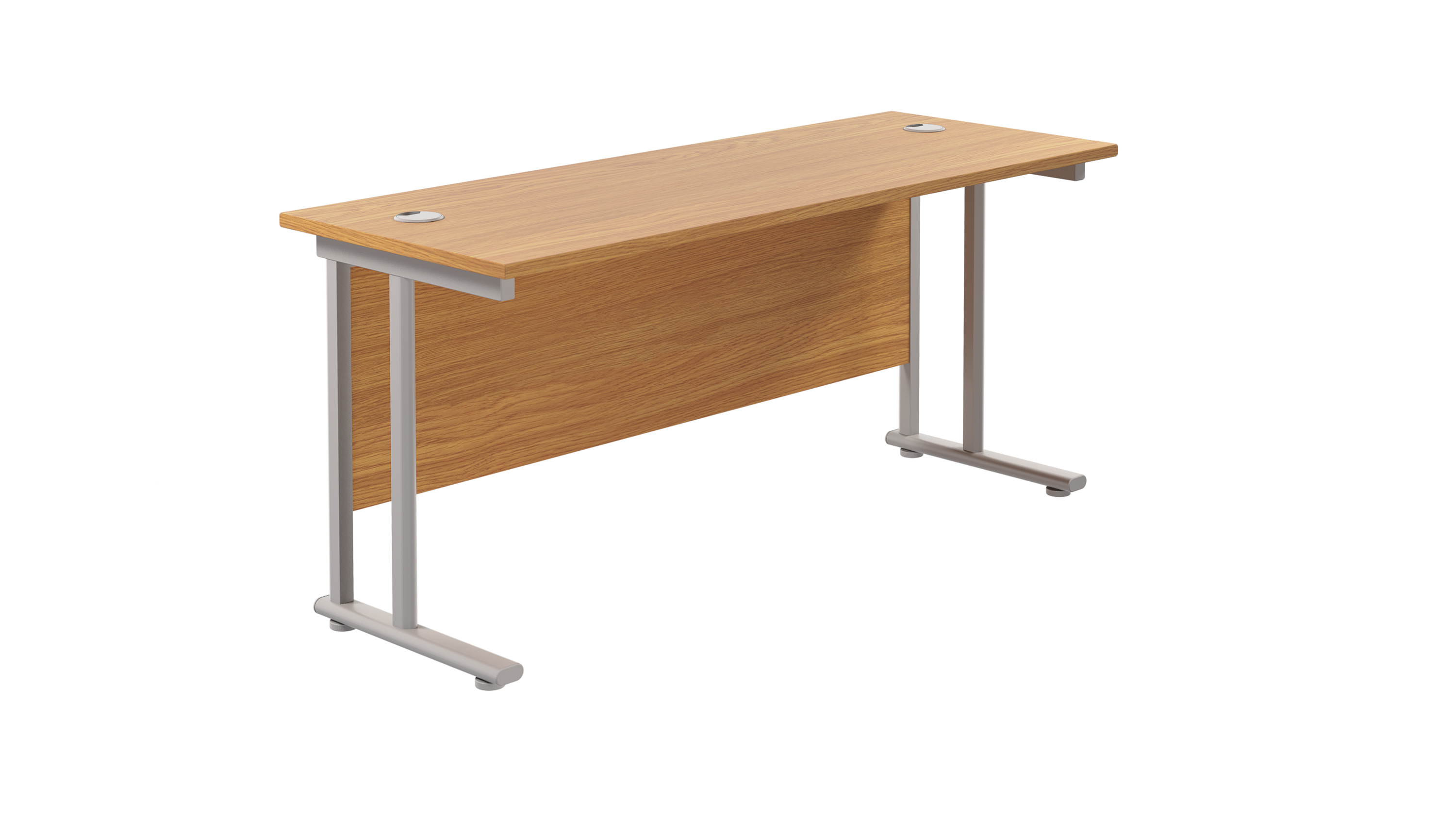 Twin Upright Rectangular Desk | 1600X600 | Nova Oak/Silver
