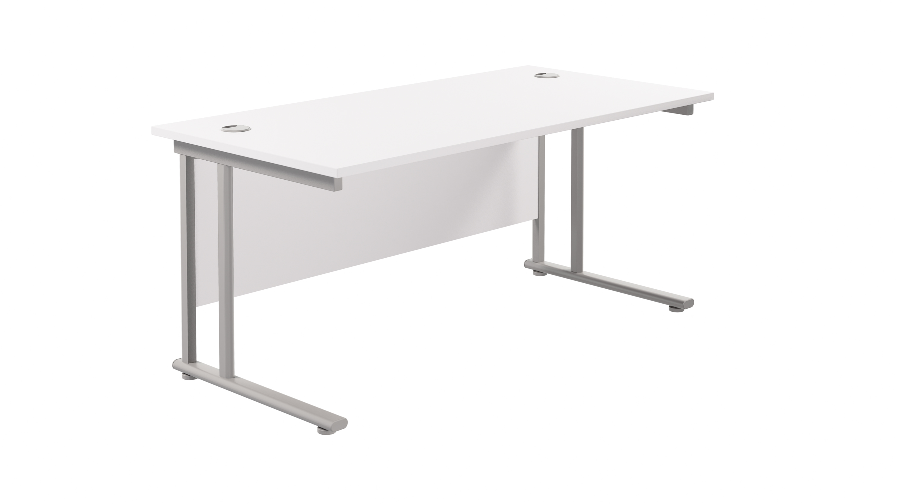 Twin Upright Rectangular Desk | 1600X800 | White/Silver