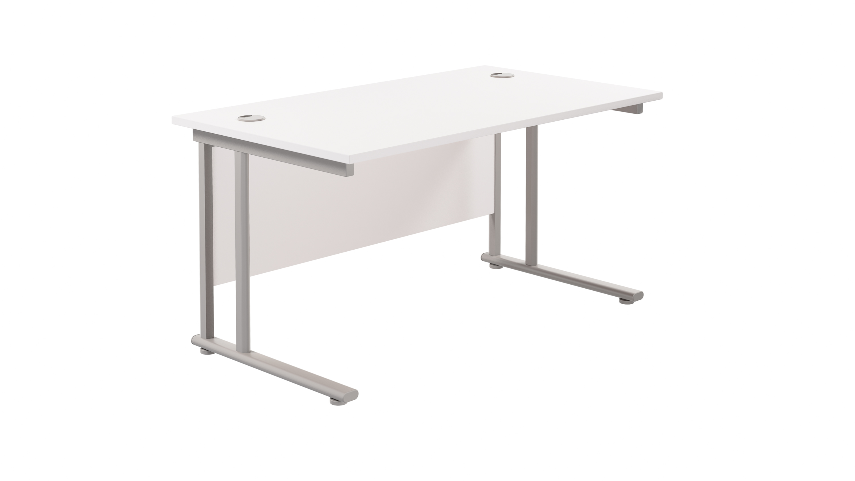 Twin Upright Rectangular Desk | 1200X800 | White/Silver