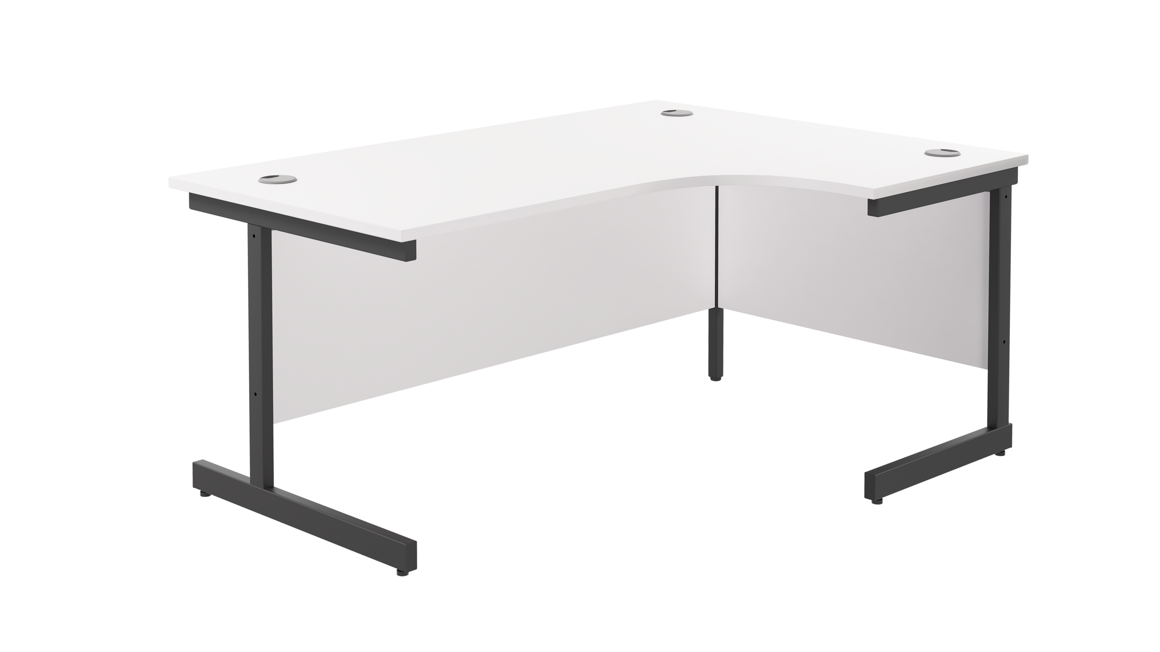 Single Upright Right Hand Radial Desk | 1800X1200 | White/Black